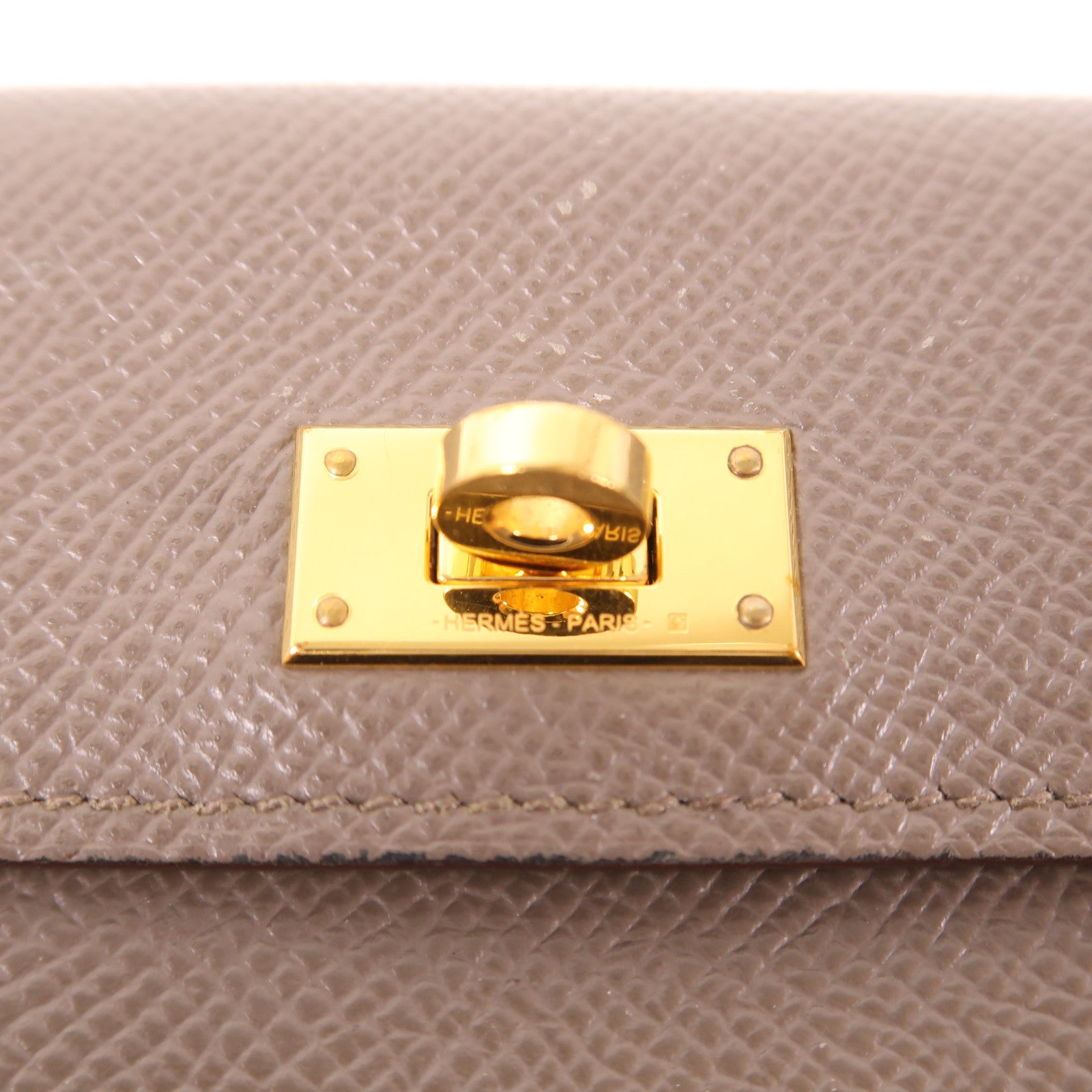 HERMES Epsom皮革Kelly Pocket金扣錢包Etain