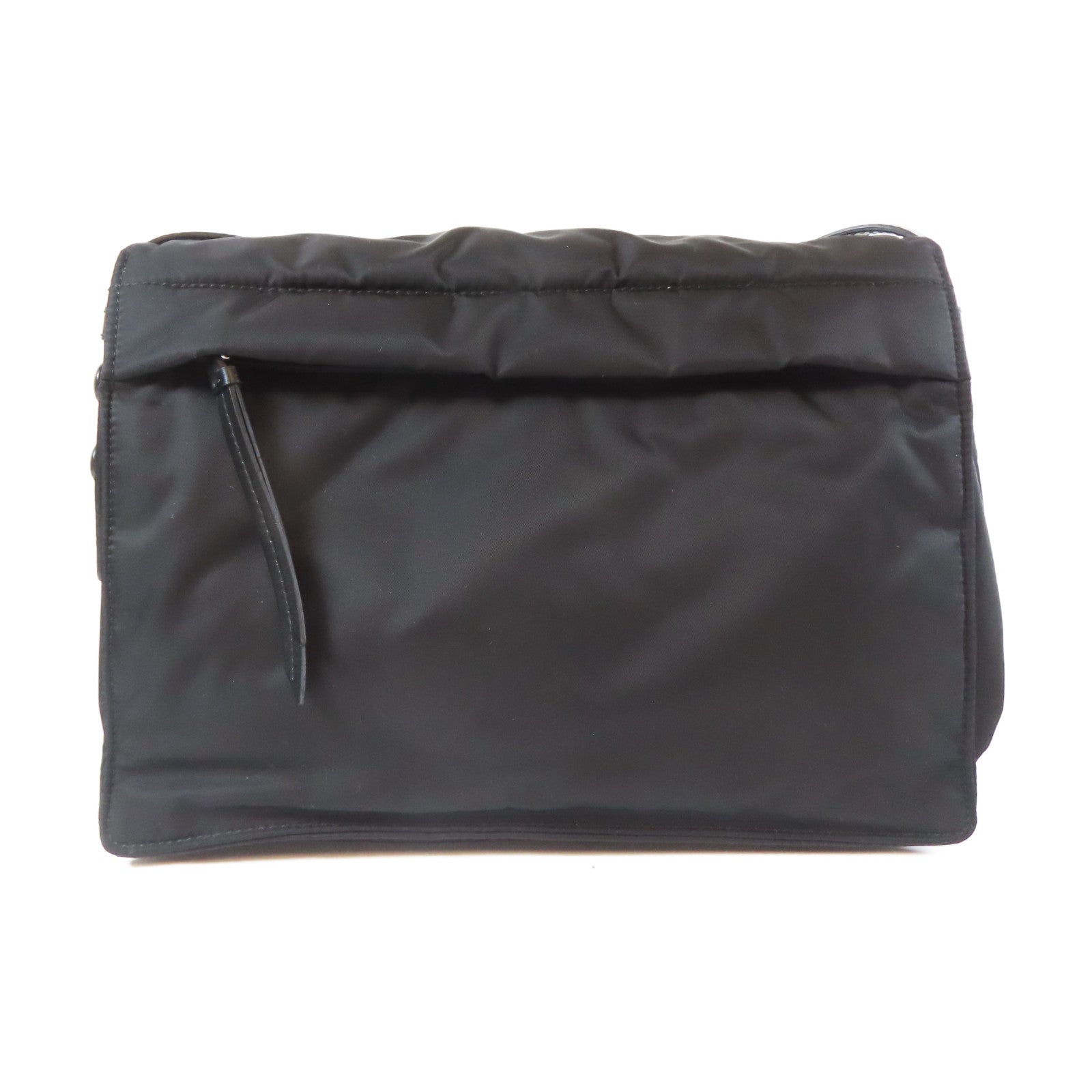 PRADA 尼龍Medium Padded Bag銀扣肩背袋黑色