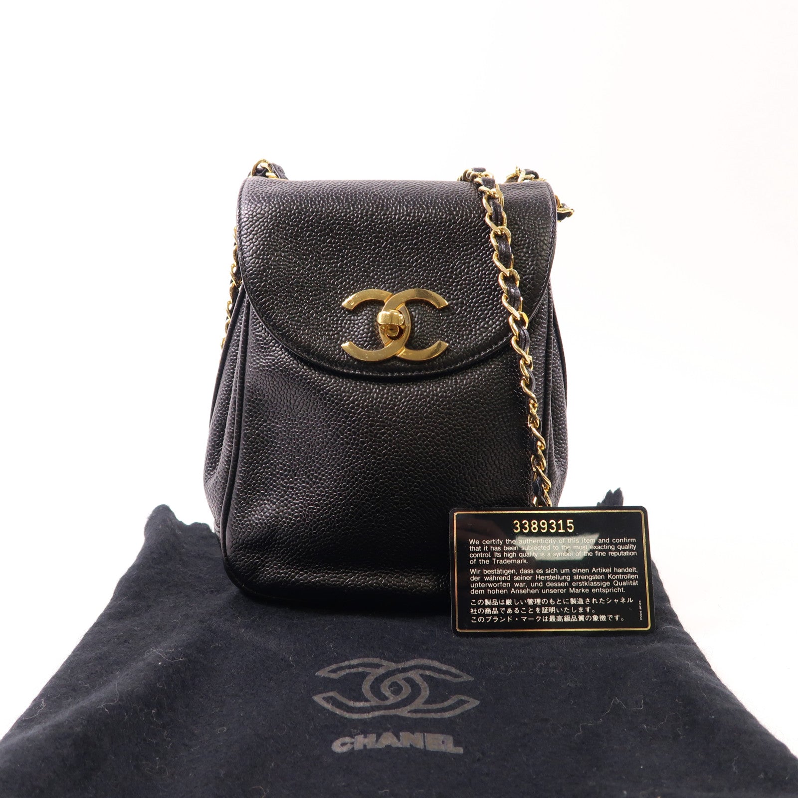 CHANEL 牛皮皮革Chain Shoulder金扣肩背袋