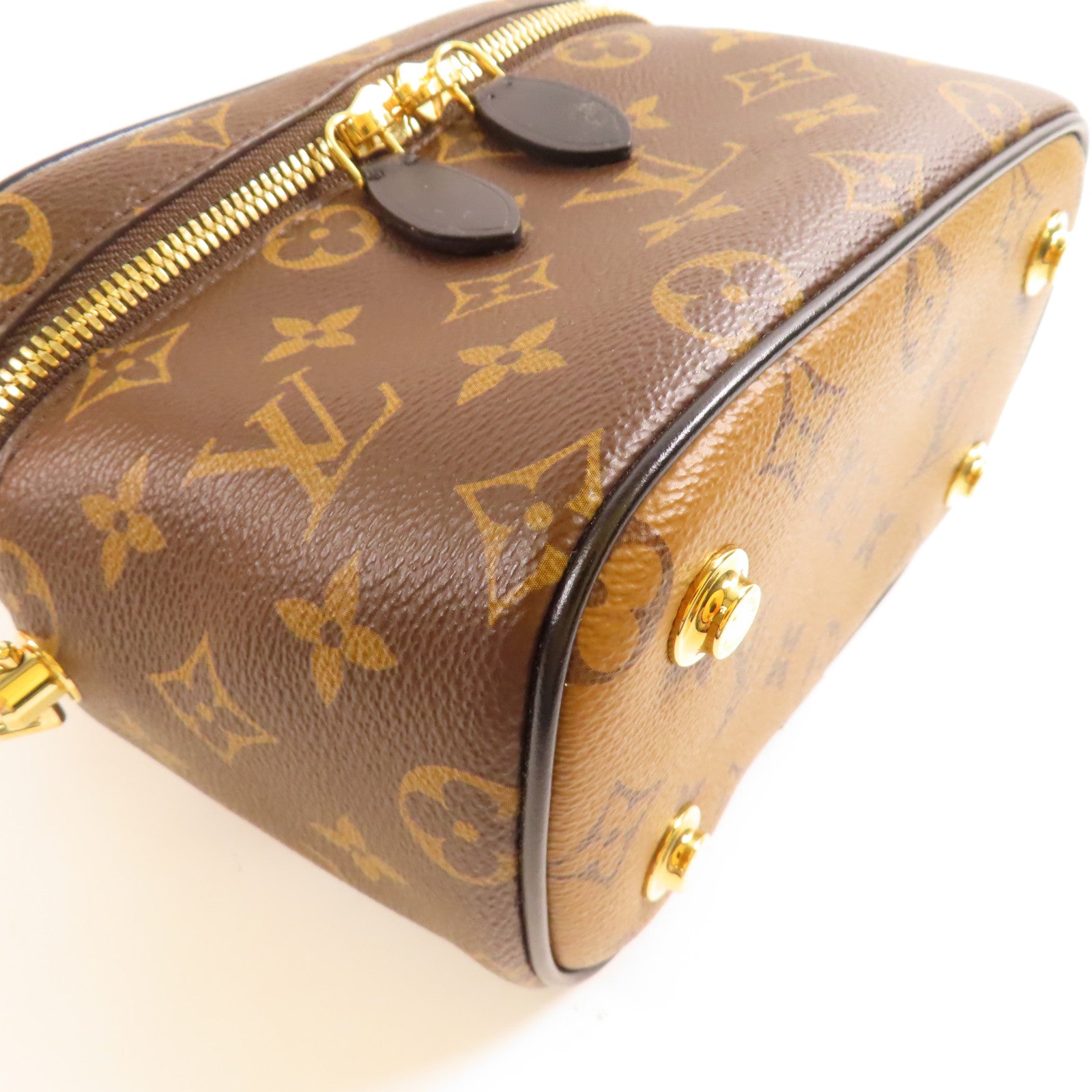 LOUIS VUITTON 【激減優惠】Monogram Reverse Vanity PM金扣手挽肩背兩用袋棕色