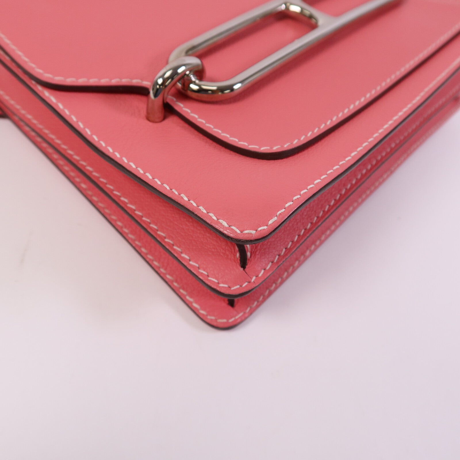 HERMES Evercolor皮革Roulis 23銀扣肩背袋Rose Azalee