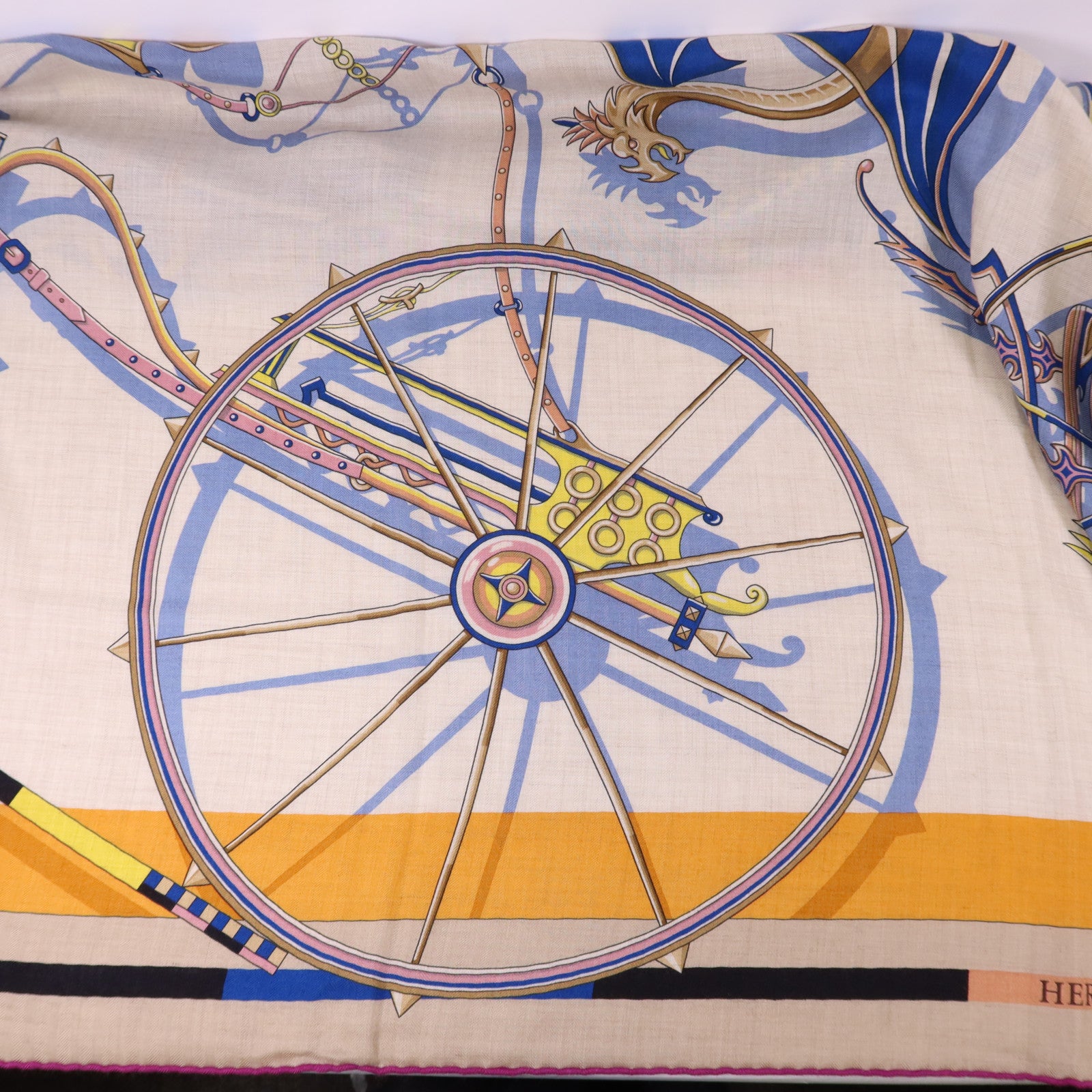 HERMES 絲質/羊絨Scarf 140X140絲巾