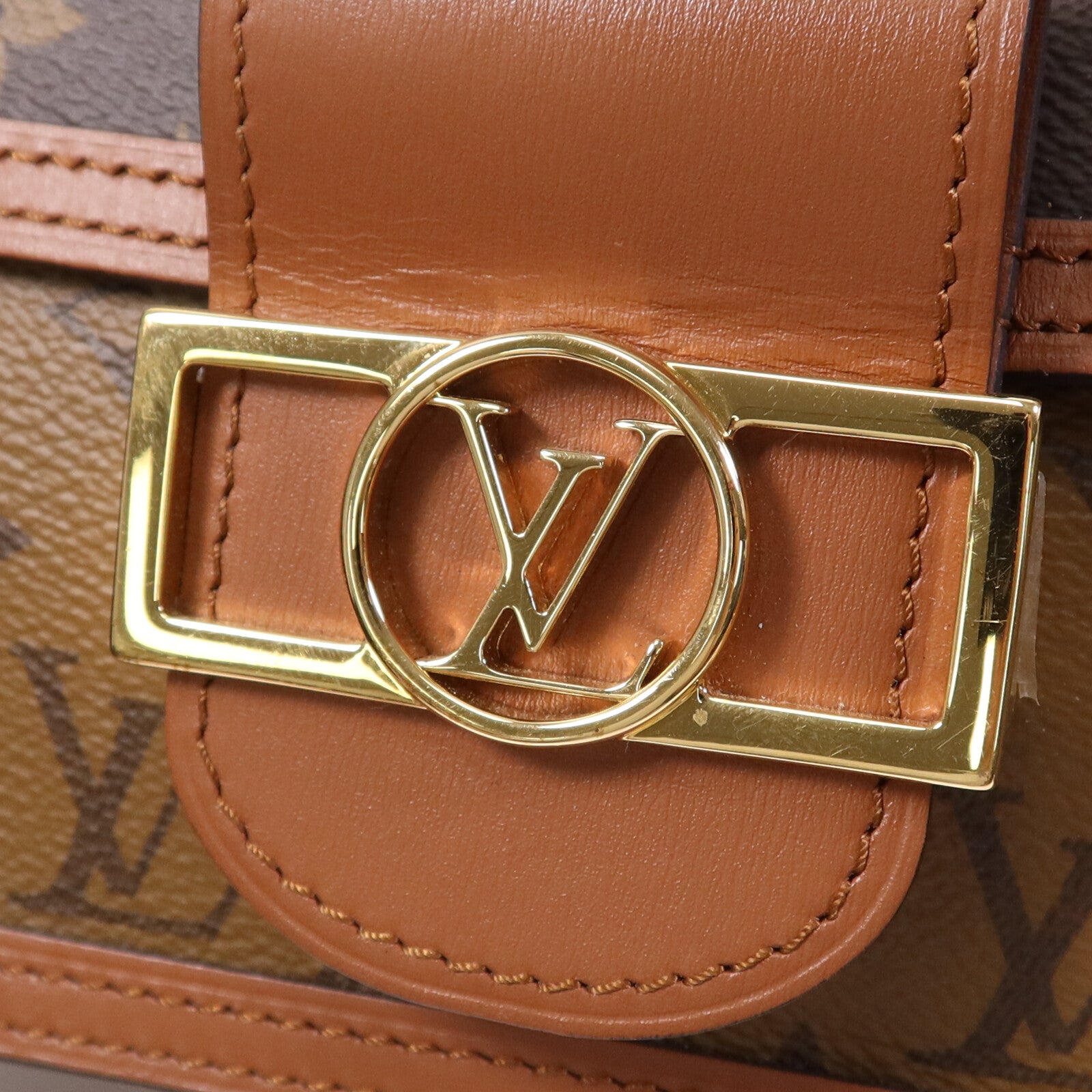 LOUIS VUITTON Monogram Reverse Mini Dauphine金扣肩背袋