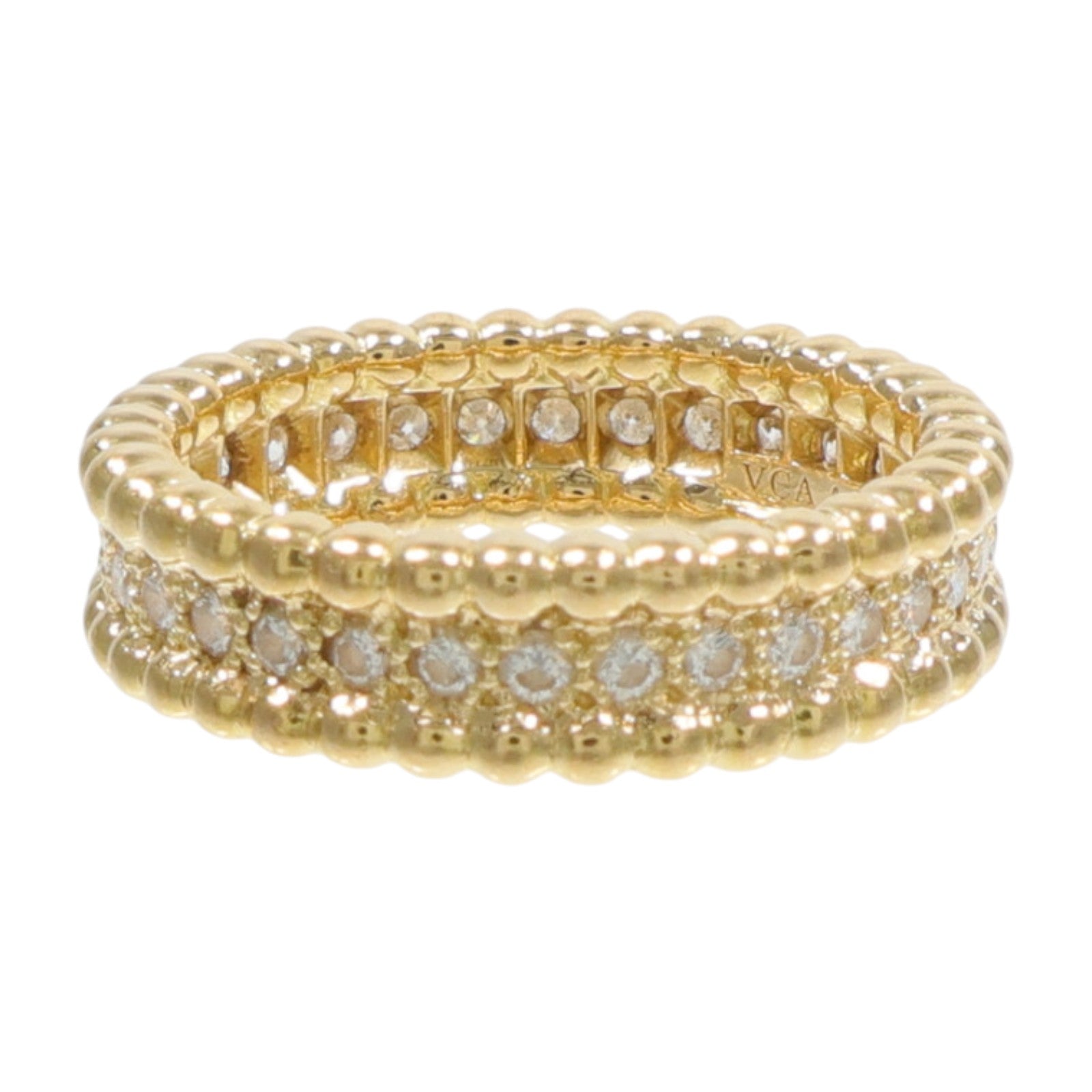 Van Cleef & Arpels 18K黃金Perlee Diamond鑽石戒指