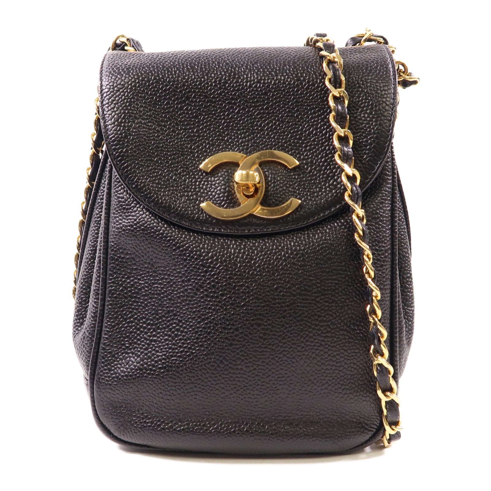 CHANEL 牛皮皮革Chain Shoulder金扣肩背袋