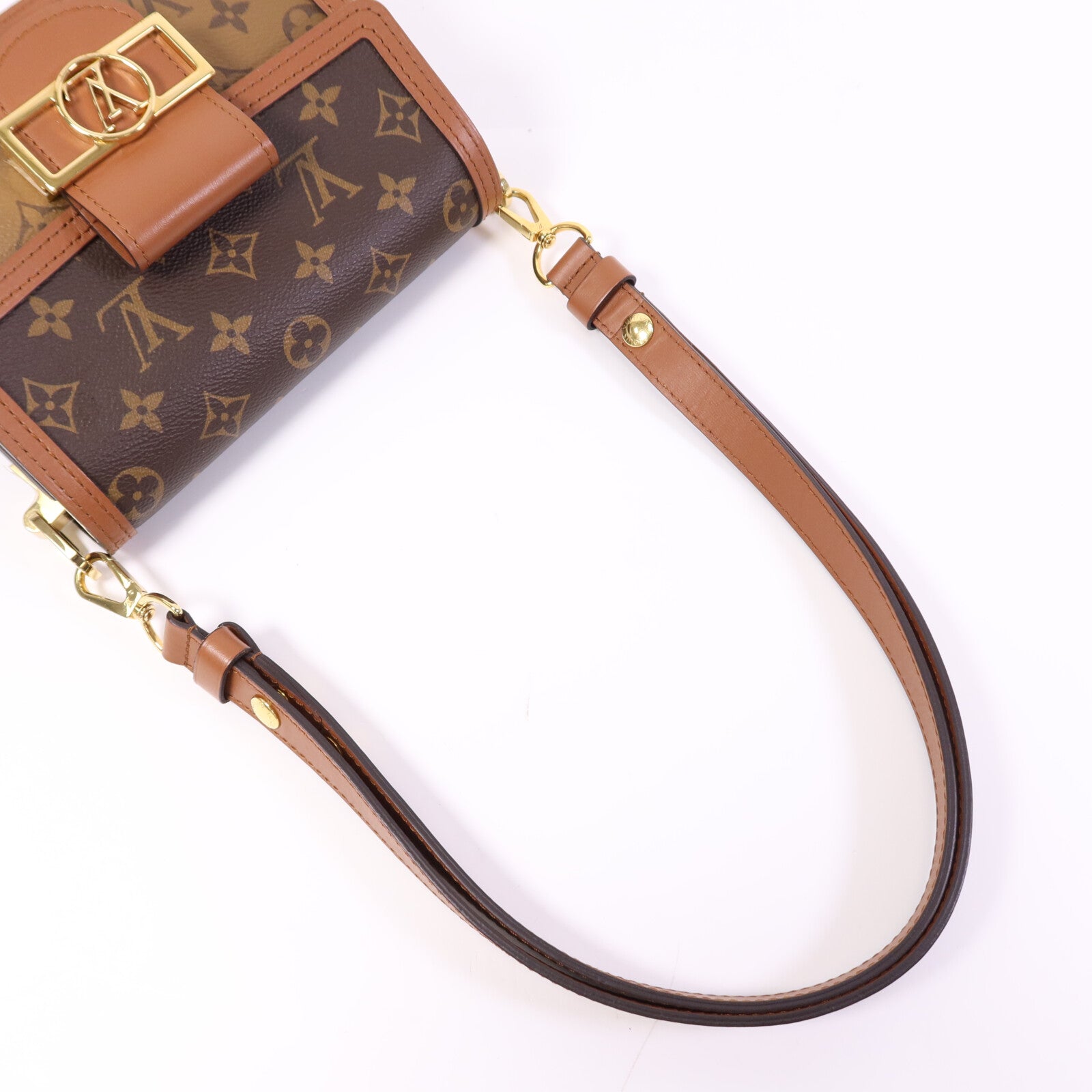 LOUIS VUITTON Monogram Reverse Mini Dauphine金扣肩背袋