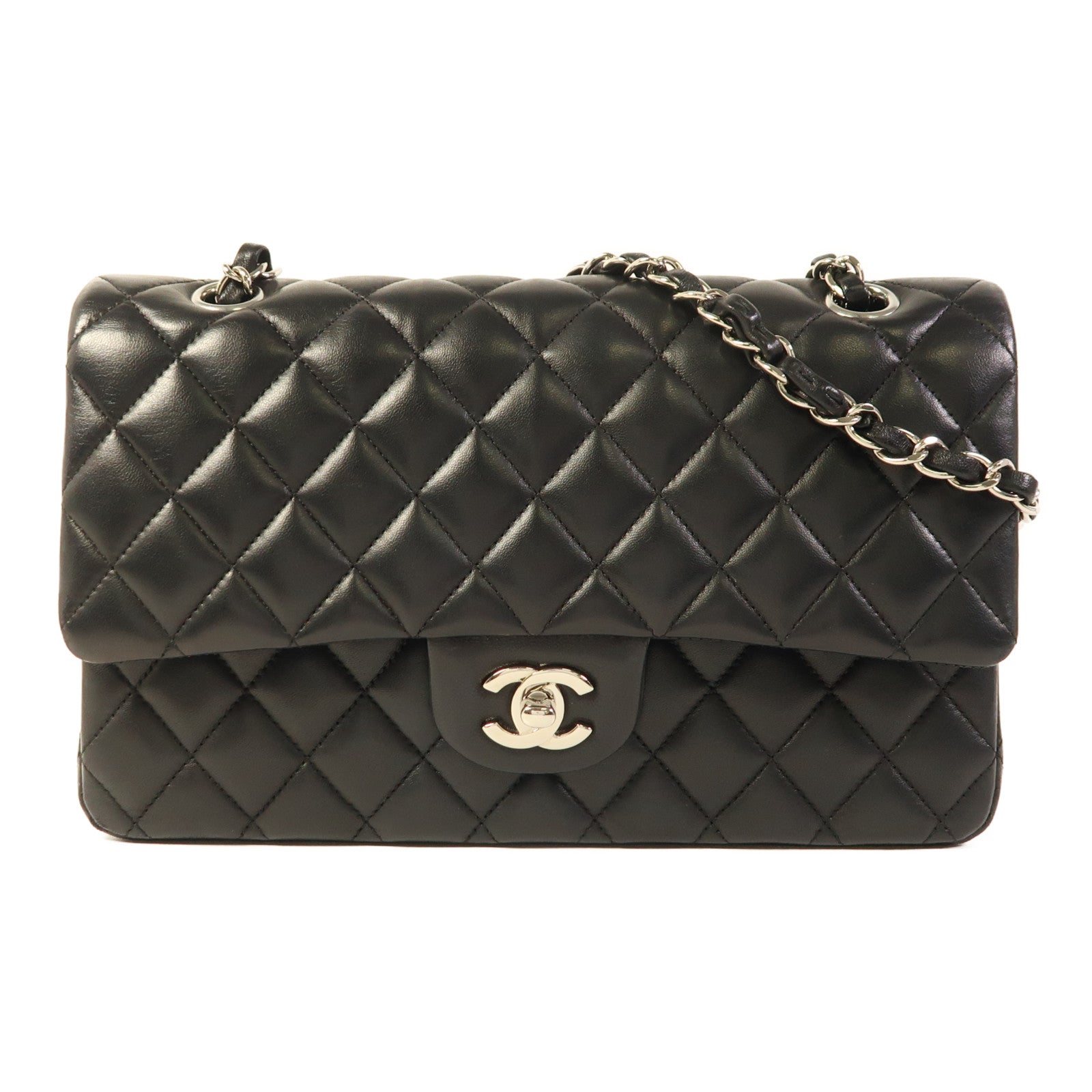 CHANEL 羊皮皮革Classic 25銀扣鏈帶肩背袋