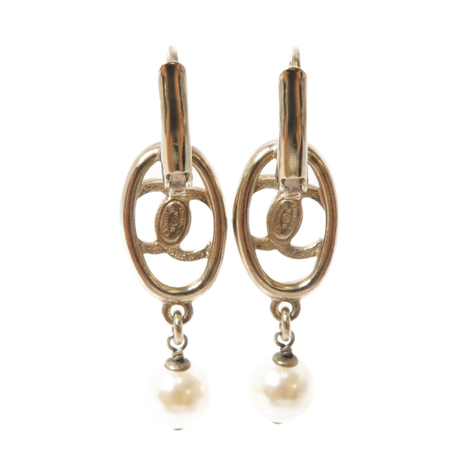 CHANEL 【激減優惠】金屬/PVC Earrings耳環金色/白色