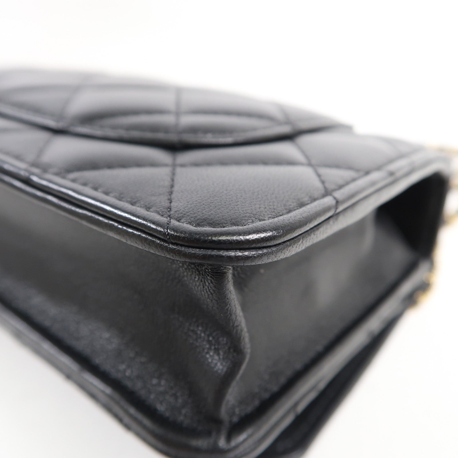 CHANEL 羊皮皮革WOC金扣鏈帶肩背袋