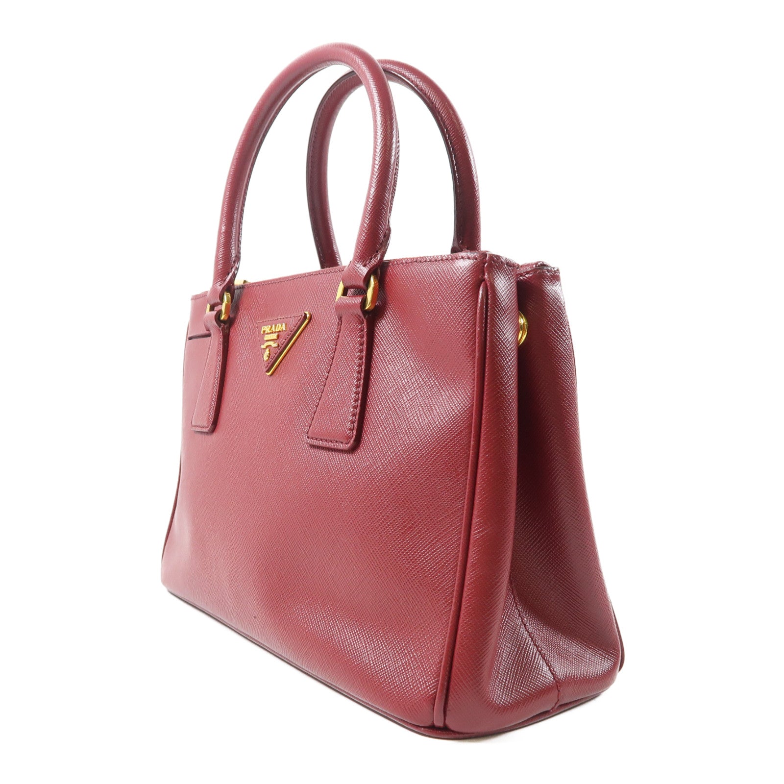 PRADA 【激減優惠】Saffiano皮革Galleria金扣手挽肩背兩用袋紅色