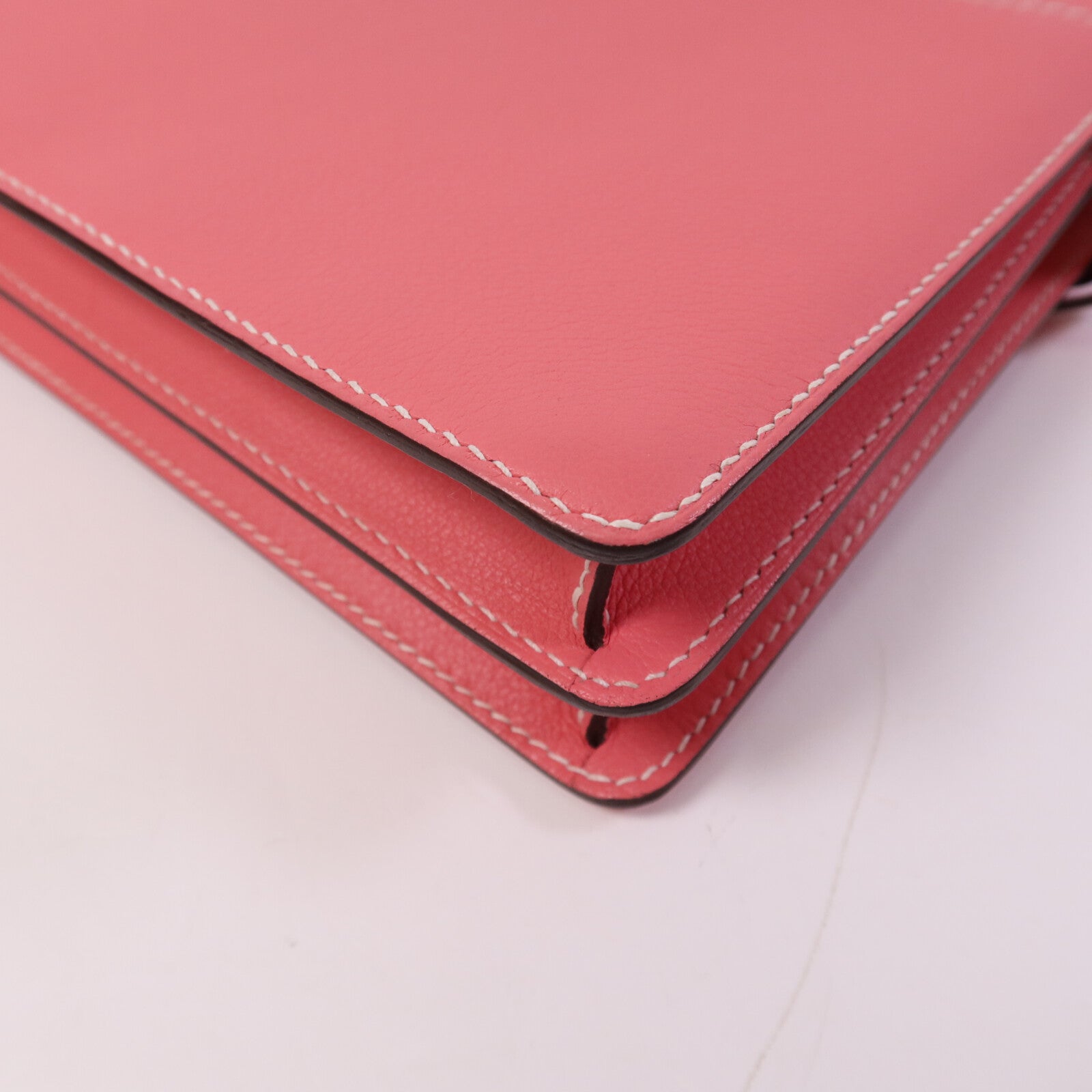 HERMES Evercolor皮革Roulis 23銀扣肩背袋Rose Azalee