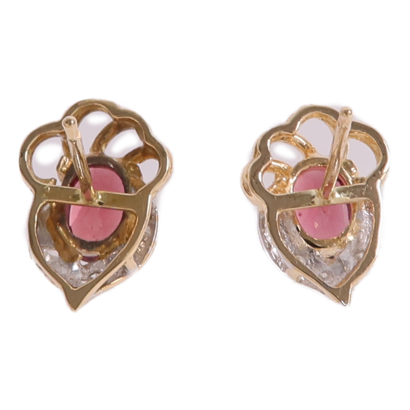 JEWELRY 14K黃金/白金Garnet Diamond Earrings石榴石/鑽石耳環