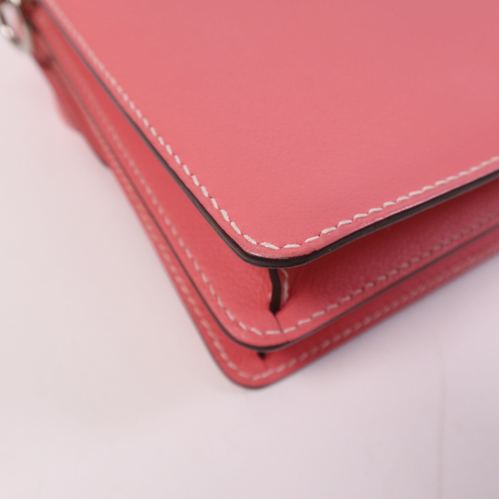 HERMES Evercolor皮革Roulis 23銀扣肩背袋Rose Azalee