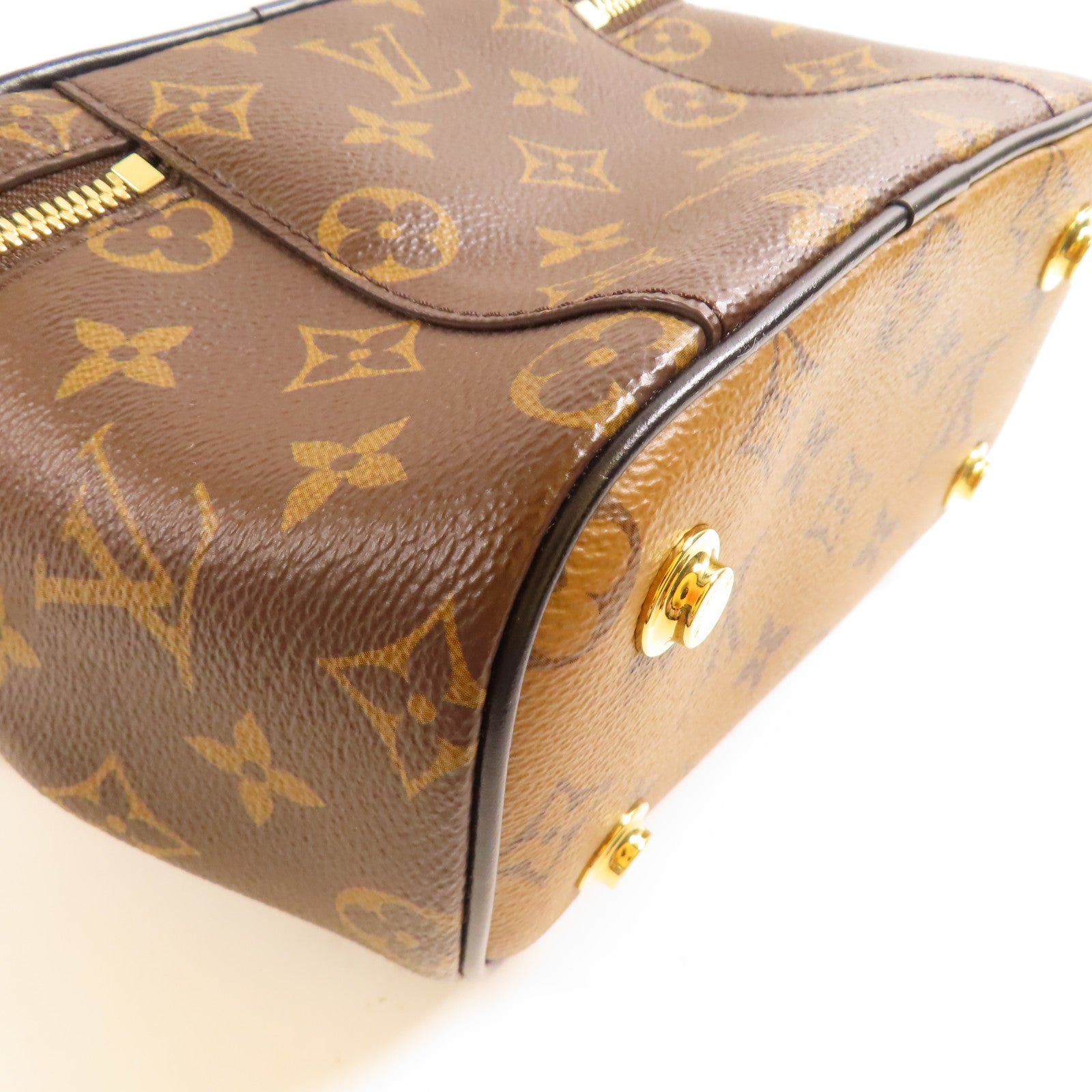 LOUIS VUITTON 【激減優惠】Monogram Reverse Vanity PM金扣手挽肩背兩用袋棕色