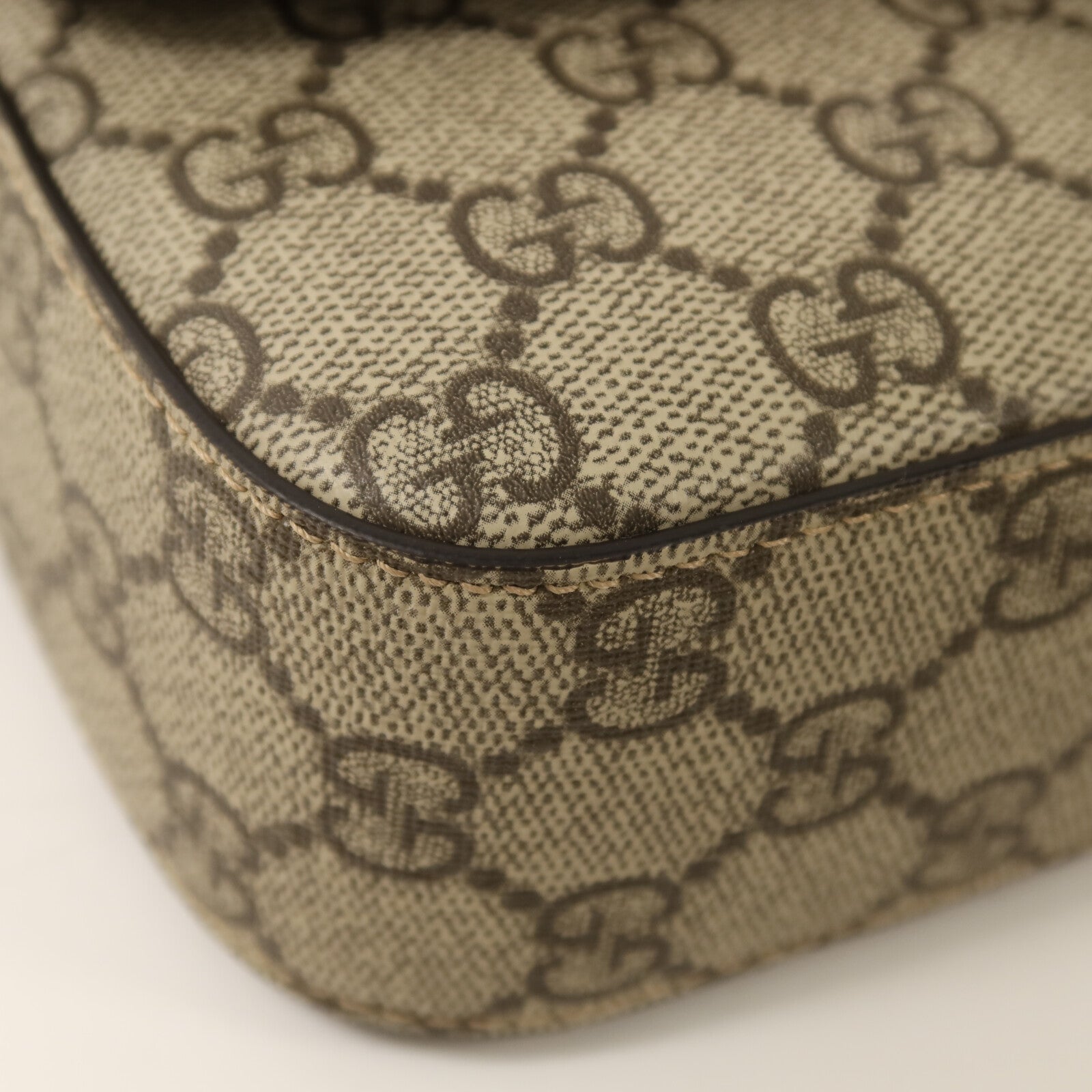 GUCCI 塗層帆布Petit GG Mini Bag銀扣鏈帶手挽肩背兩用袋