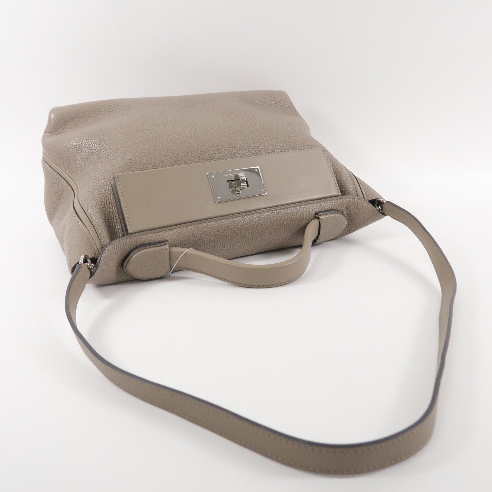 HERMES Togo皮革/Swift皮革24/24 29cm手挽肩背兩用袋Gris Asphalte