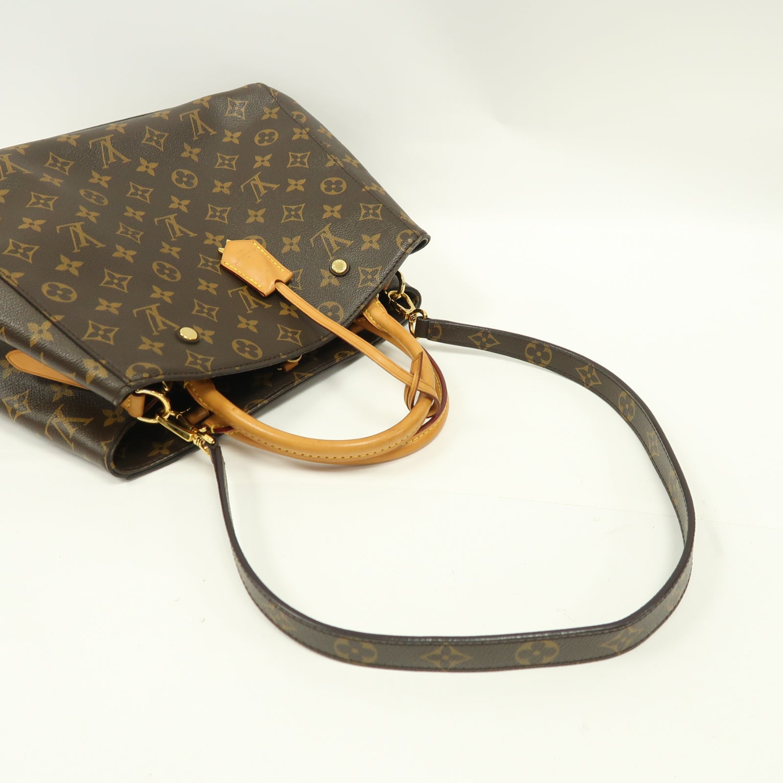 LOUIS VUITTON Monogram Montaigne MM金扣手挽肩背兩用袋啡色