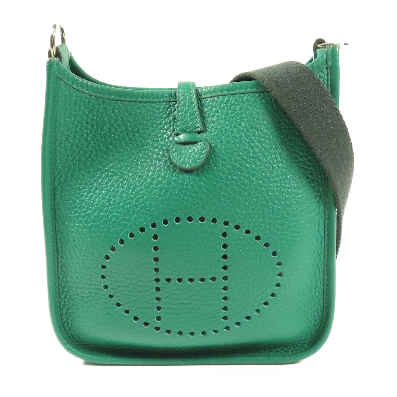 HERMES Clemence皮革Evelyne TPM銀扣肩背袋Menthe