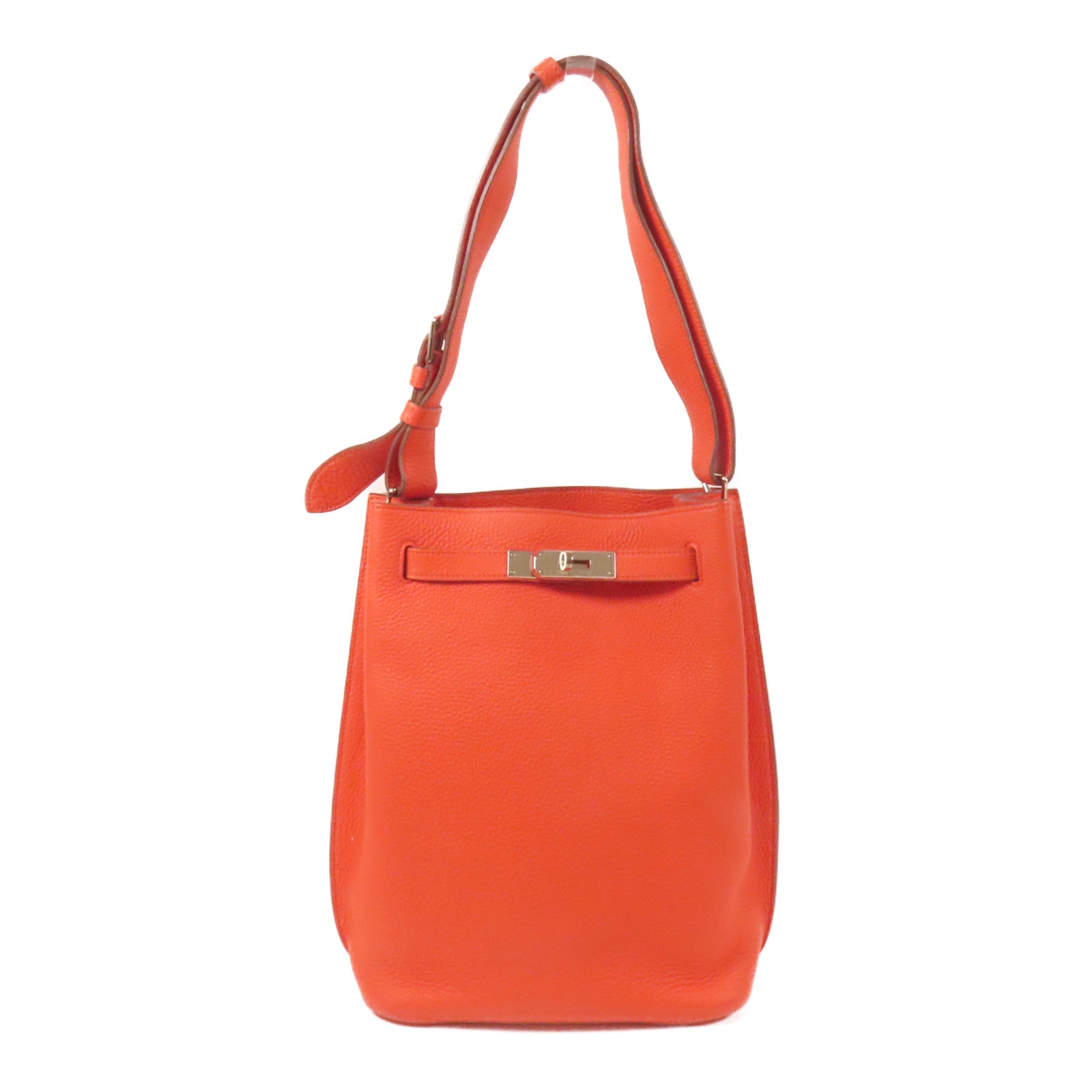 HERMES Togo皮革So Kelly 22銀扣肩背袋Capucine