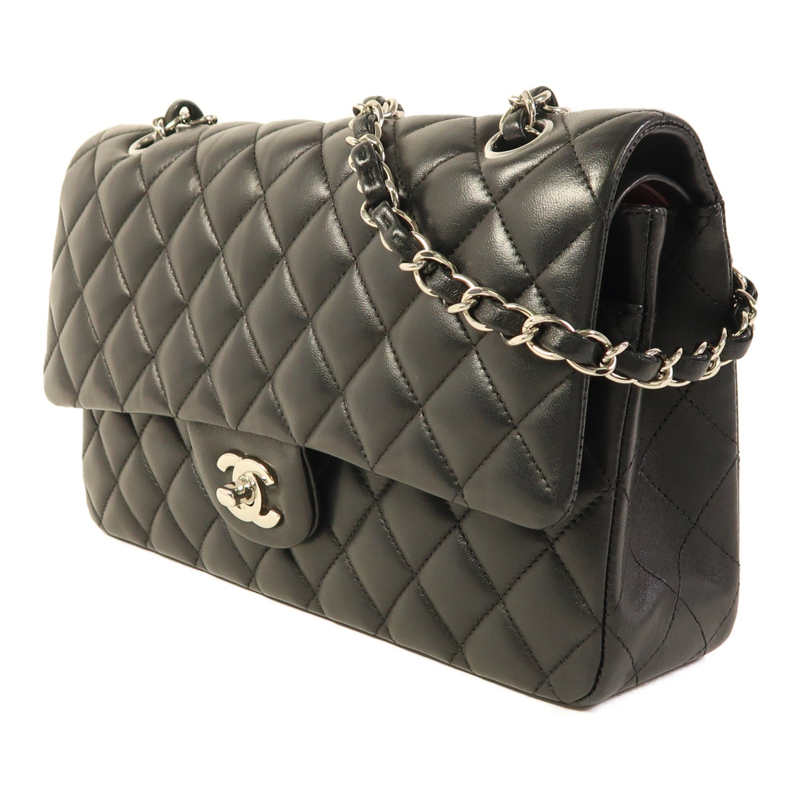 CHANEL 羊皮皮革Classic 25銀扣鏈帶肩背袋