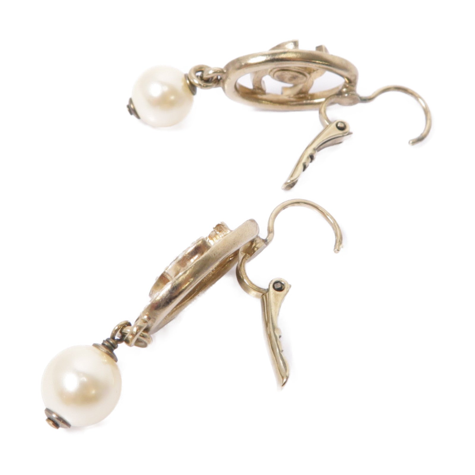 CHANEL 【激減優惠】金屬/PVC Earrings耳環金色/白色