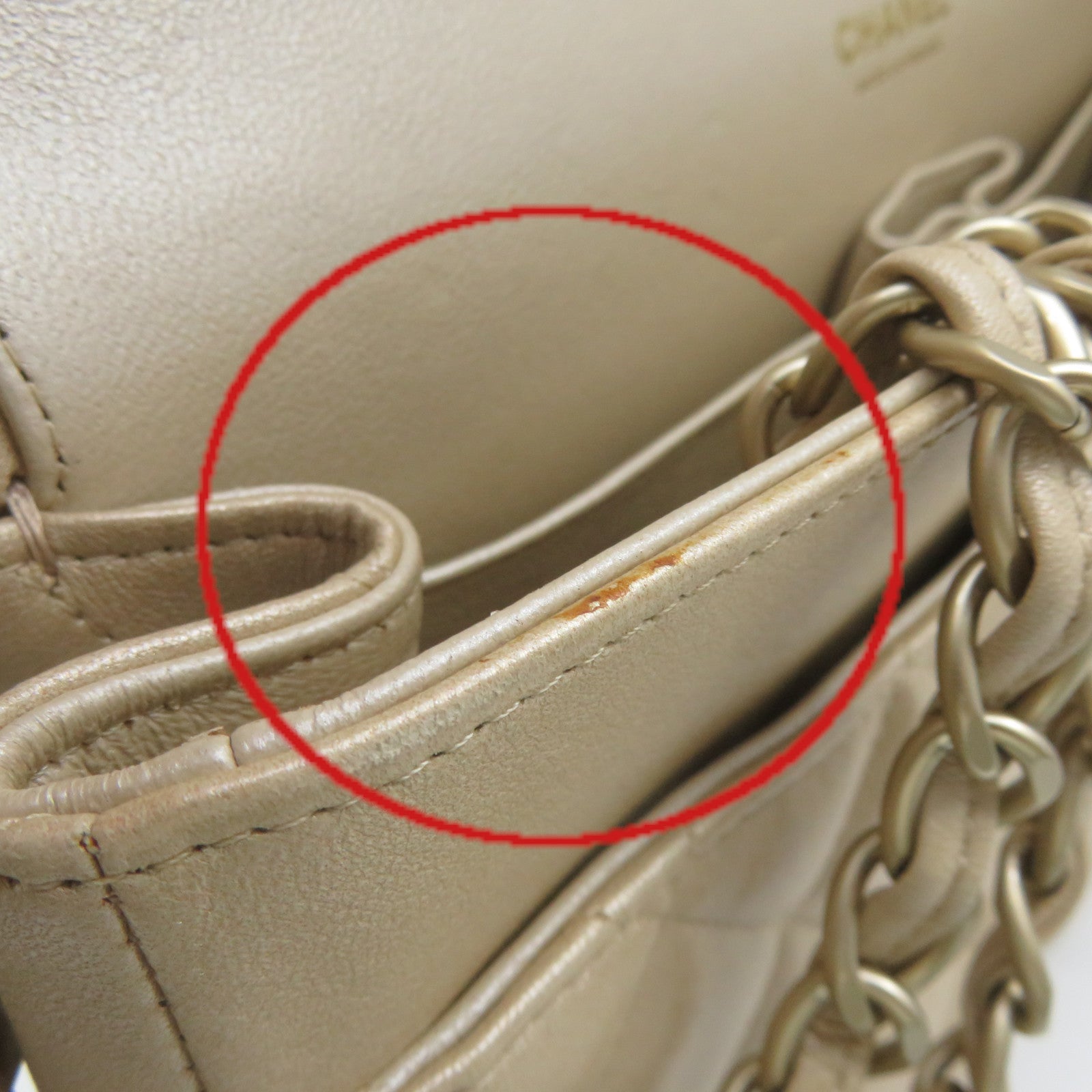 CHANEL 【激減優惠】菱格羊皮皮革Jumbo Chain Shoulder Bag金扣鏈帶肩背袋金色