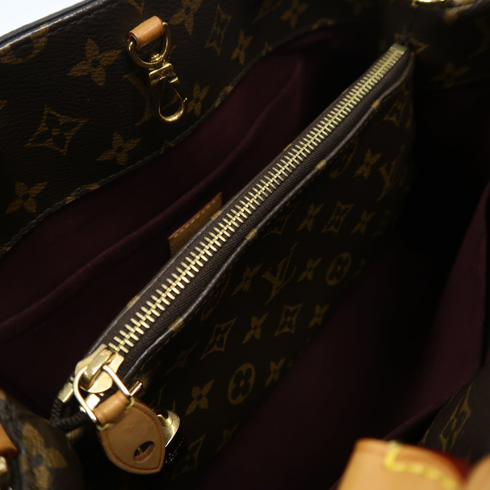 LOUIS VUITTON Monogram Montaigne MM金扣手挽肩背兩用袋啡色