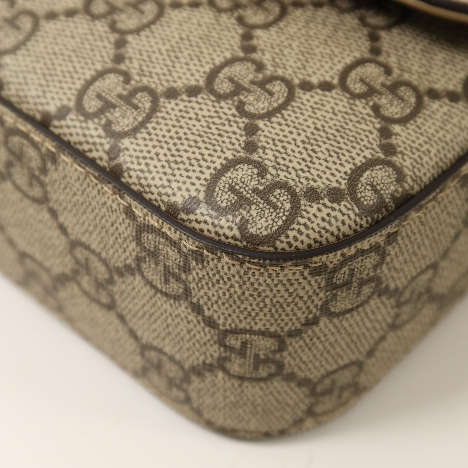 GUCCI 塗層帆布Petit GG Mini Bag銀扣鏈帶手挽肩背兩用袋