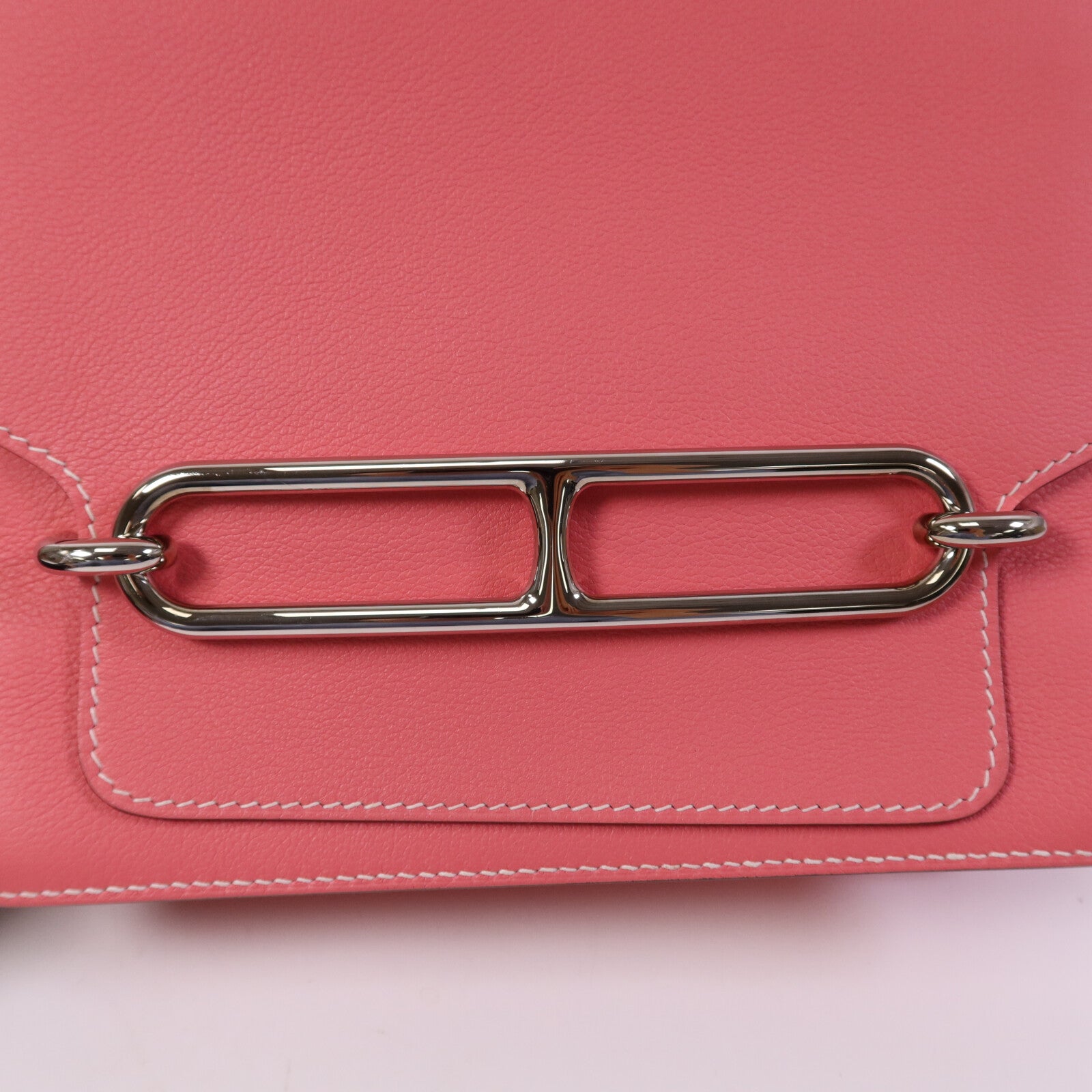HERMES Evercolor皮革Roulis 23銀扣肩背袋Rose Azalee