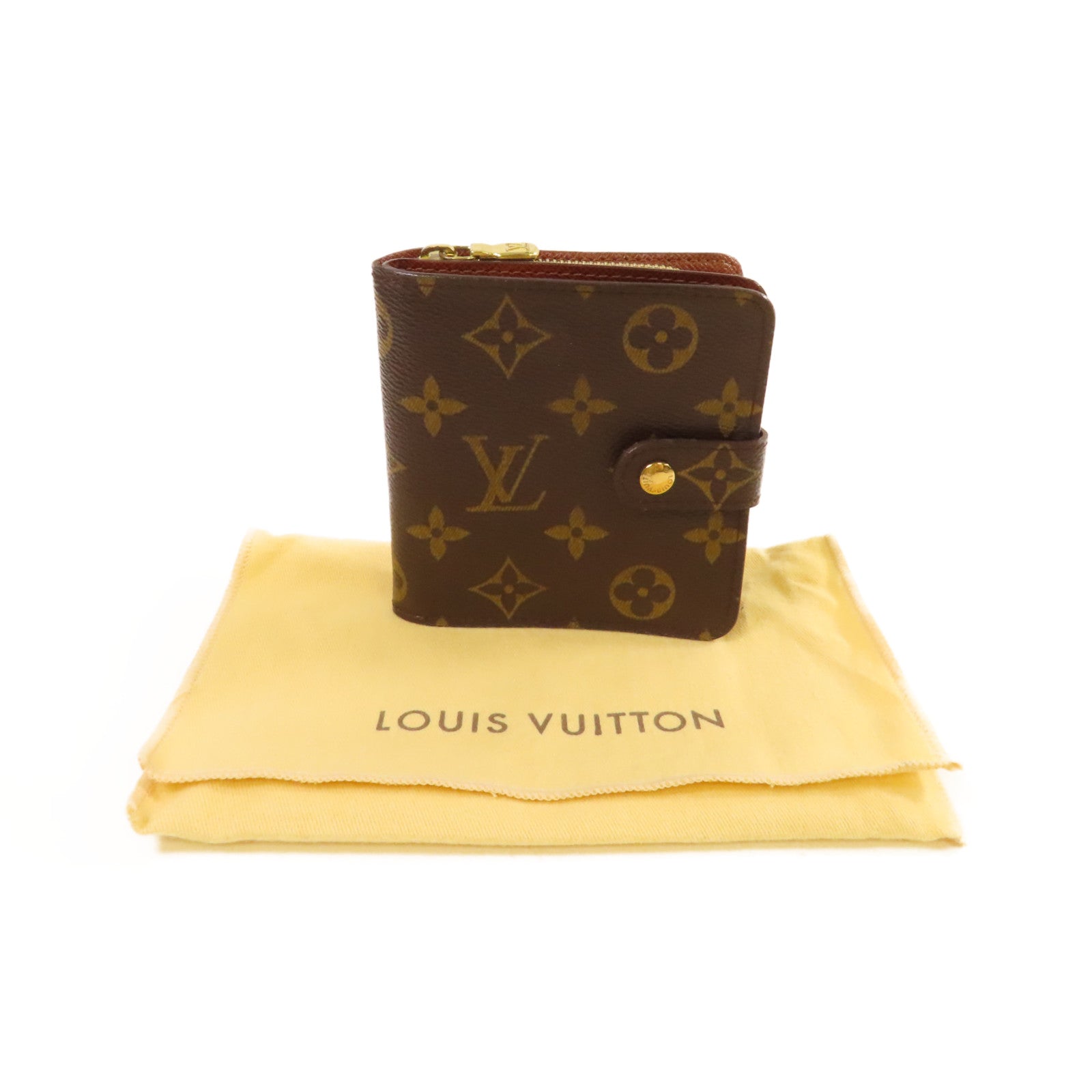 LOUIS VUITTON Monogram Compact Zip Wallet金扣錢包啡色