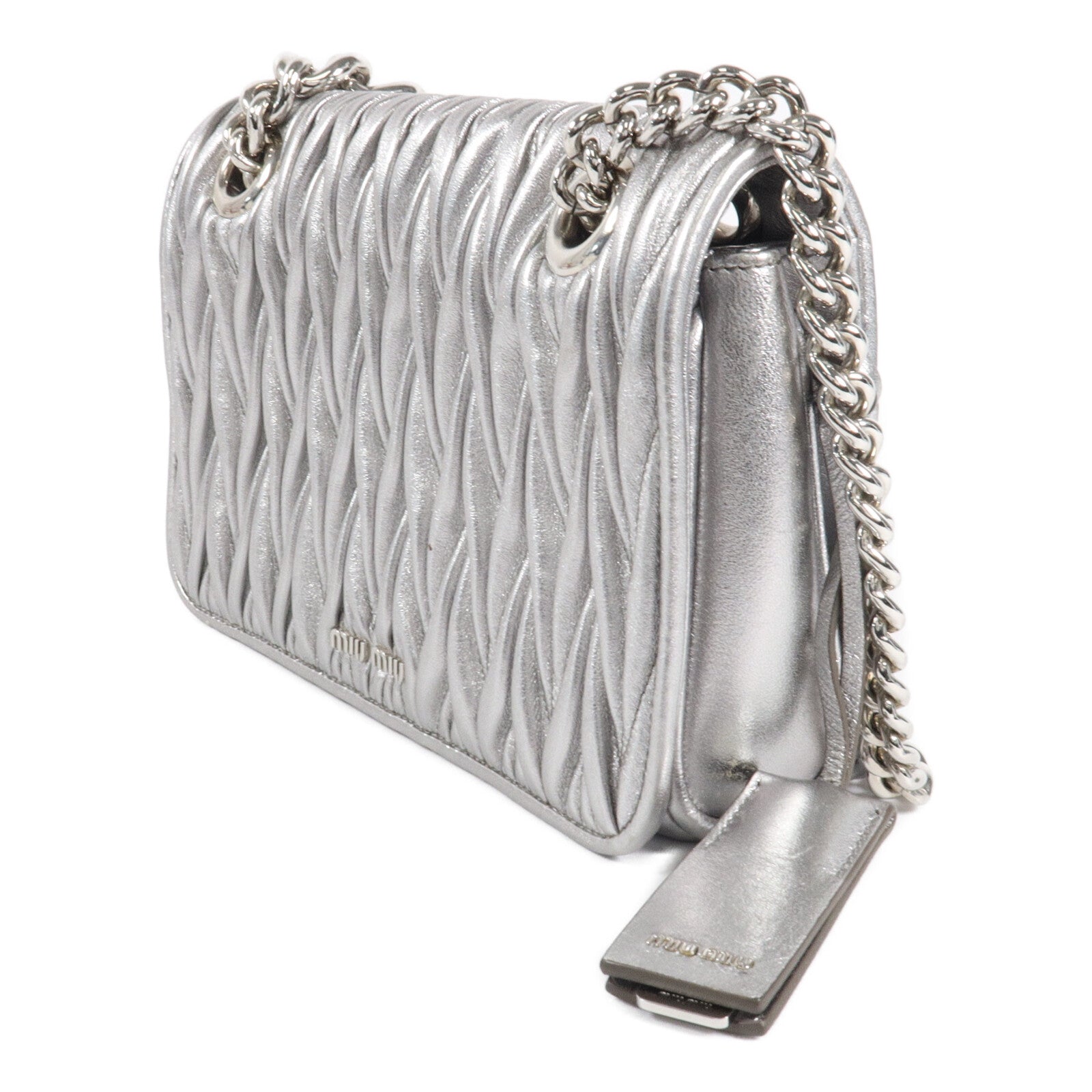 Miu Miu 牛皮皮革Chain Shoulder鏈帶肩背袋