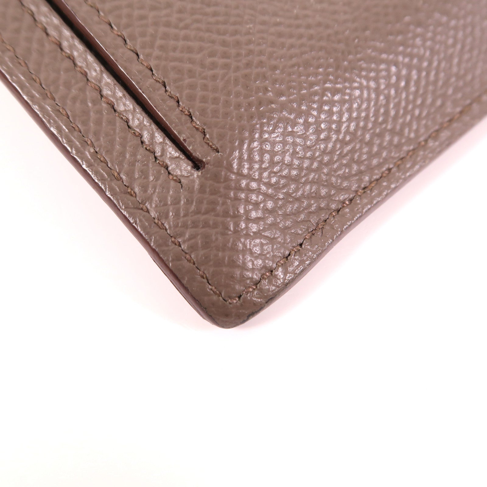 HERMES Epsom皮革Kelly Pocket金扣錢包Etain
