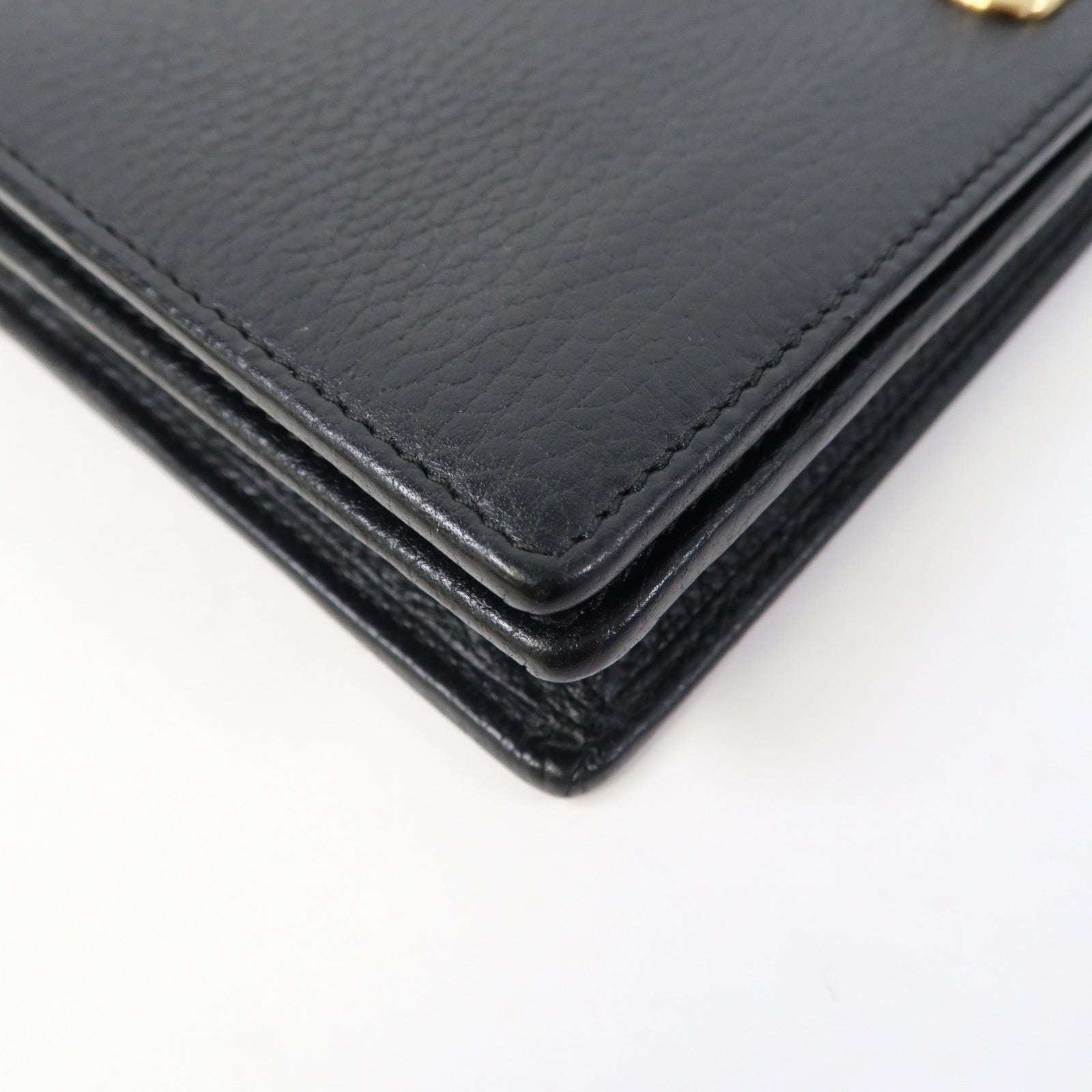 GUCCI 牛皮皮革GG Marmont WOC金扣鏈帶肩背袋黑色