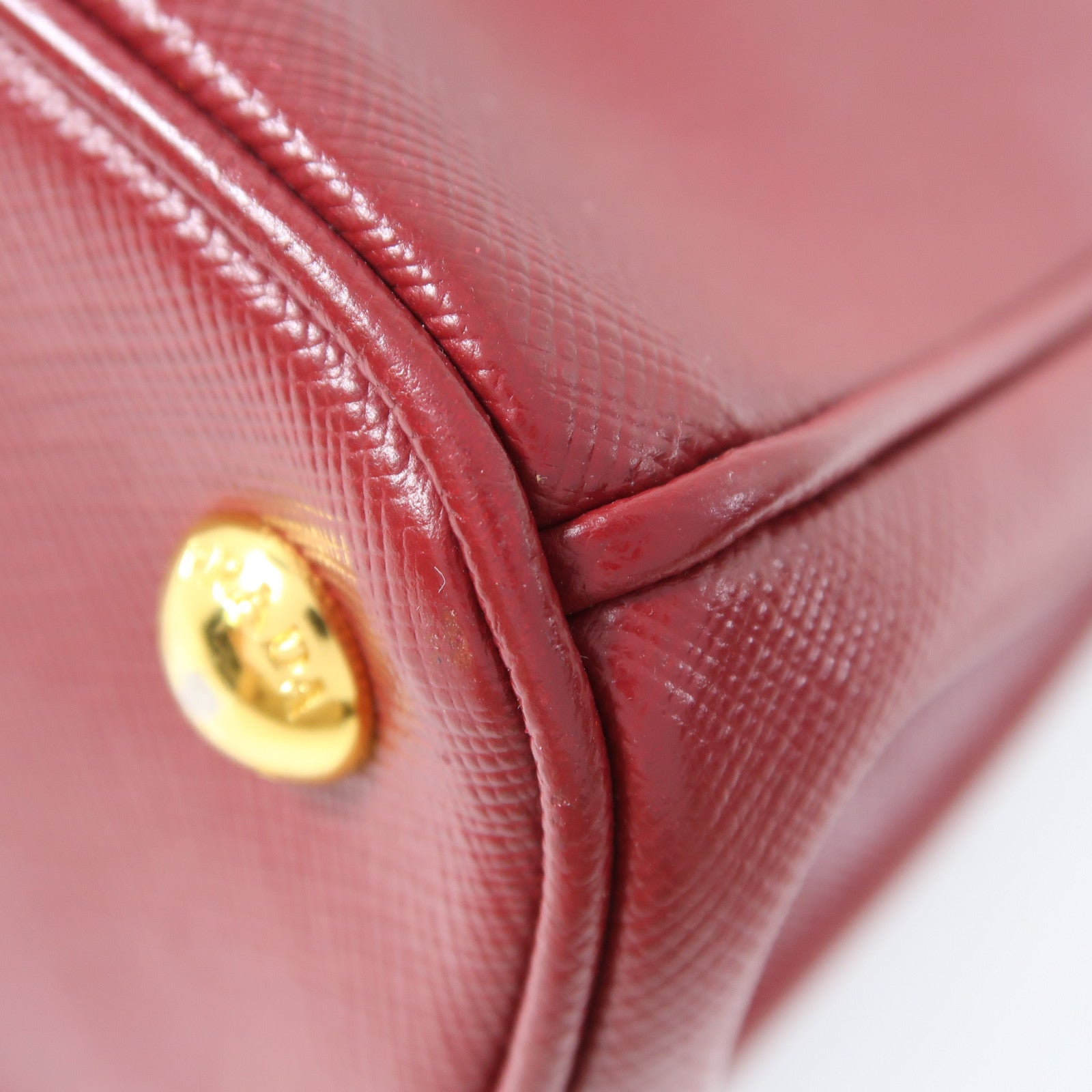 PRADA 【激減優惠】Saffiano皮革Galleria金扣手挽肩背兩用袋紅色
