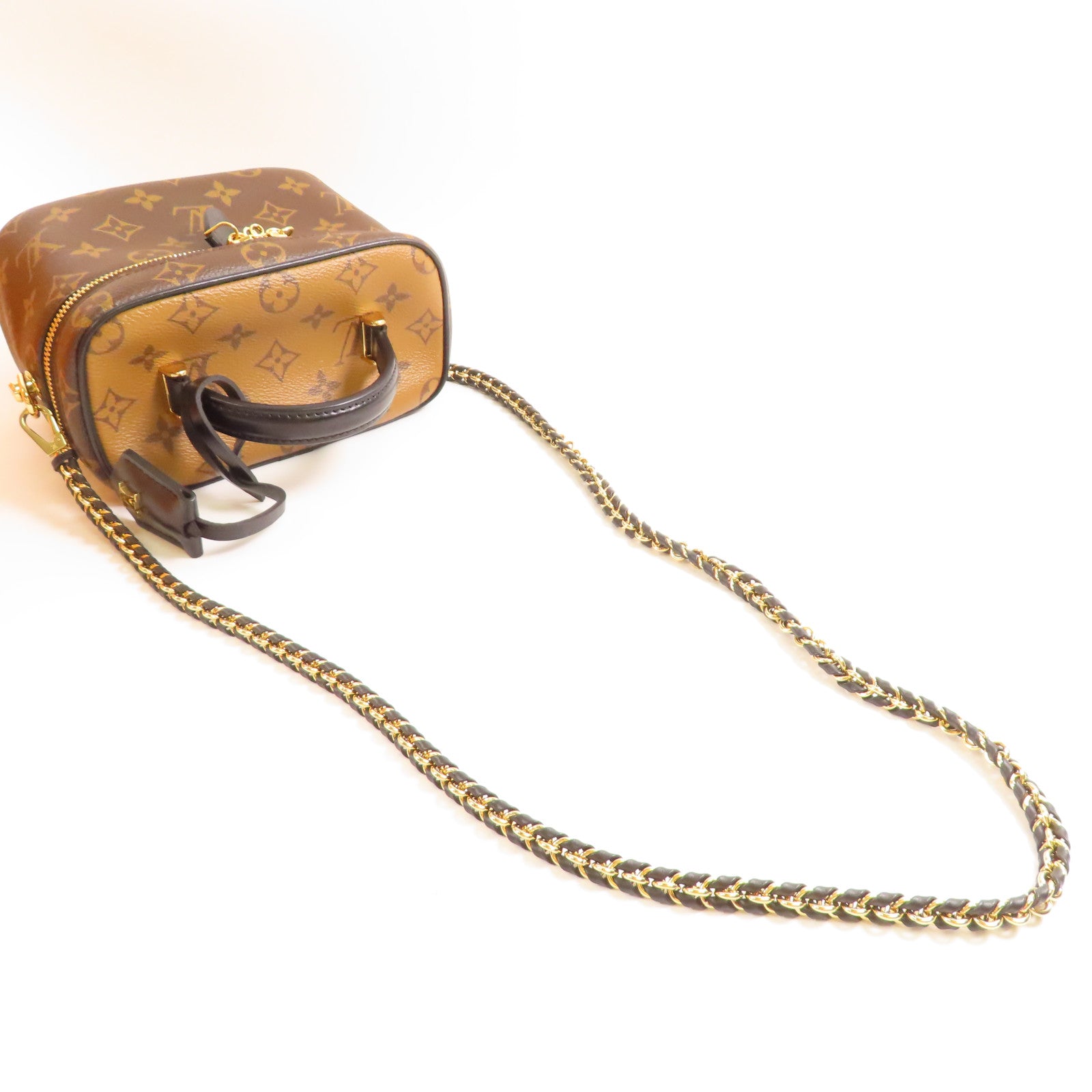 LOUIS VUITTON 【激減優惠】Monogram Reverse Vanity PM金扣手挽肩背兩用袋棕色