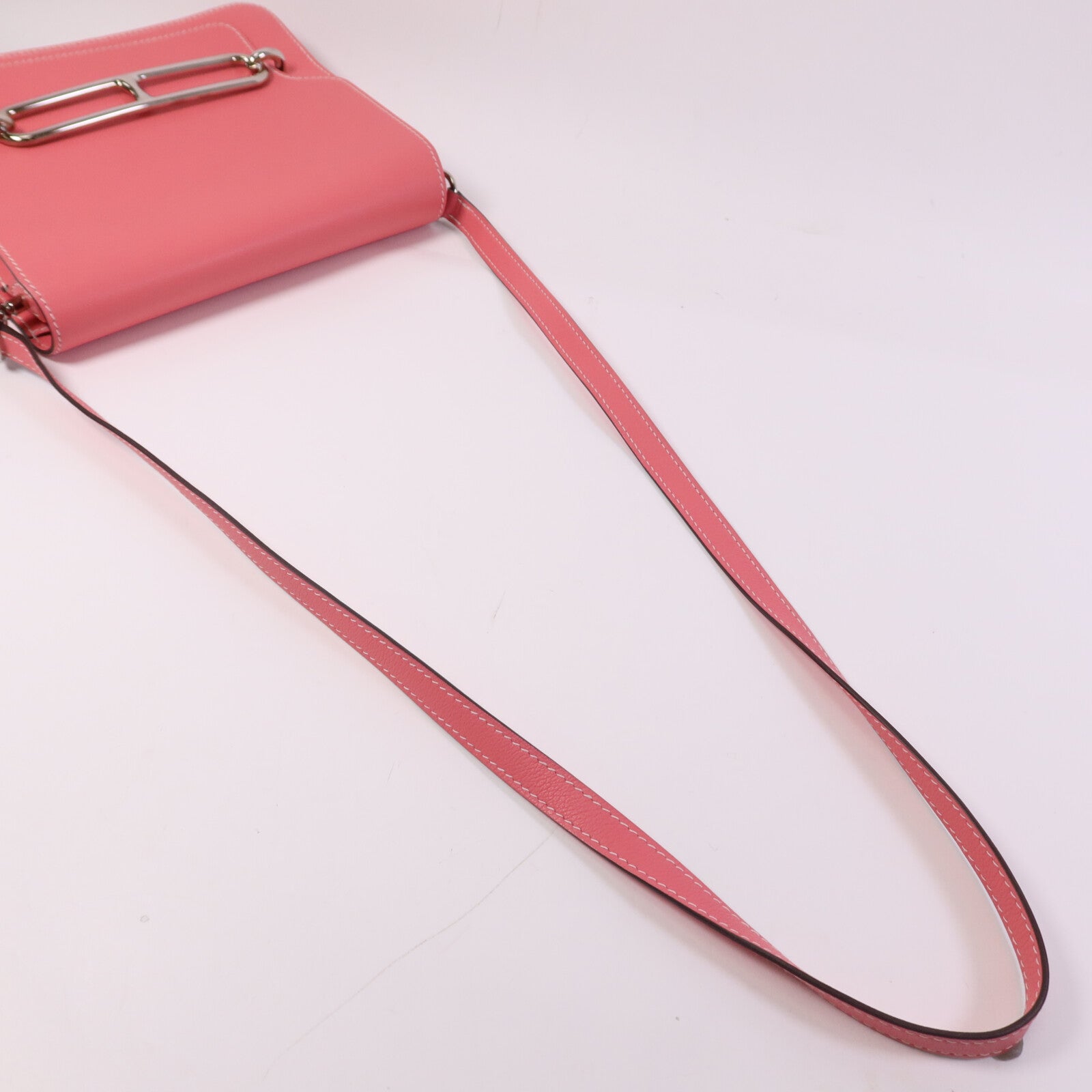HERMES Evercolor皮革Roulis 23銀扣肩背袋Rose Azalee