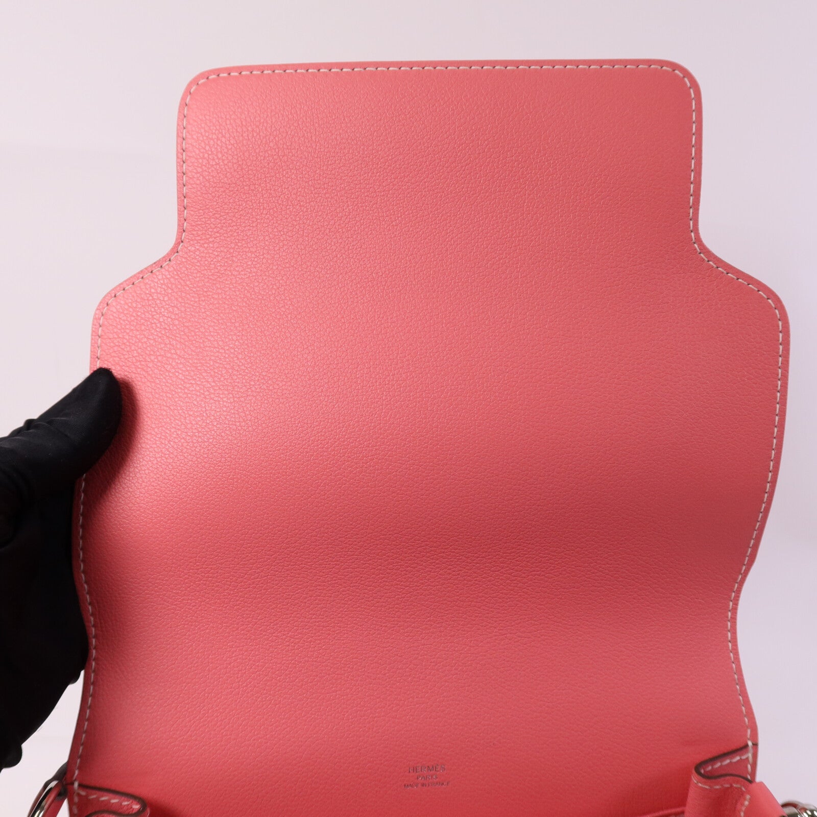 HERMES Evercolor皮革Roulis 23銀扣肩背袋Rose Azalee