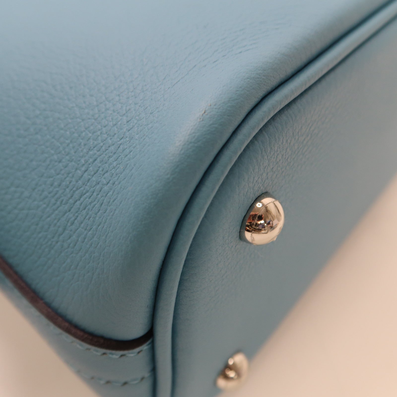 HERMES Evercolor皮革Bolide 1923 25銀扣手挽肩背兩用袋Bleu Atoll環礁藍色
