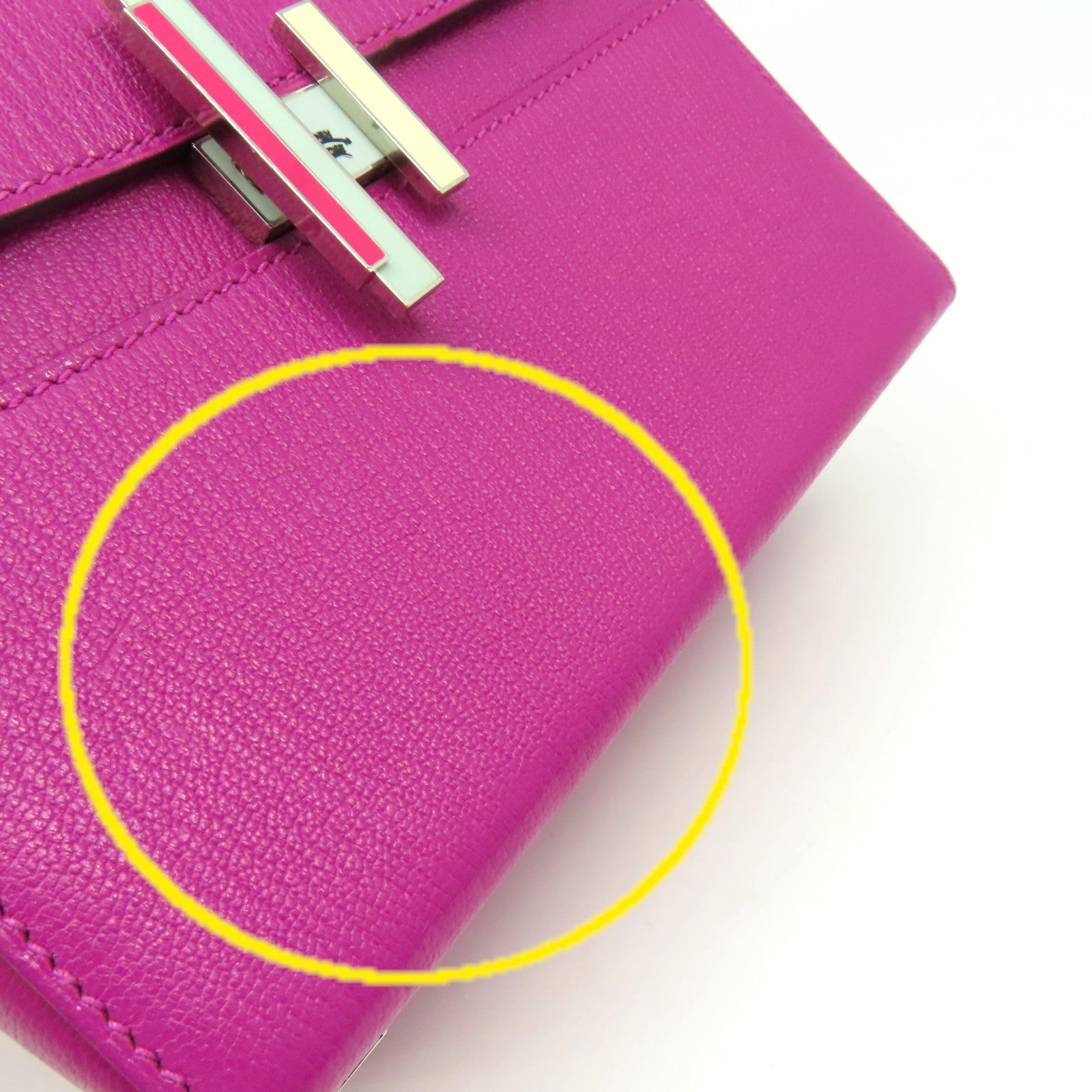 HERMES 【激減優惠】Chevre皮革Cinhetiz 2Way Shoulder Bag銀扣鏈帶手挽肩背兩用袋Rose Purple玫瑰紫色