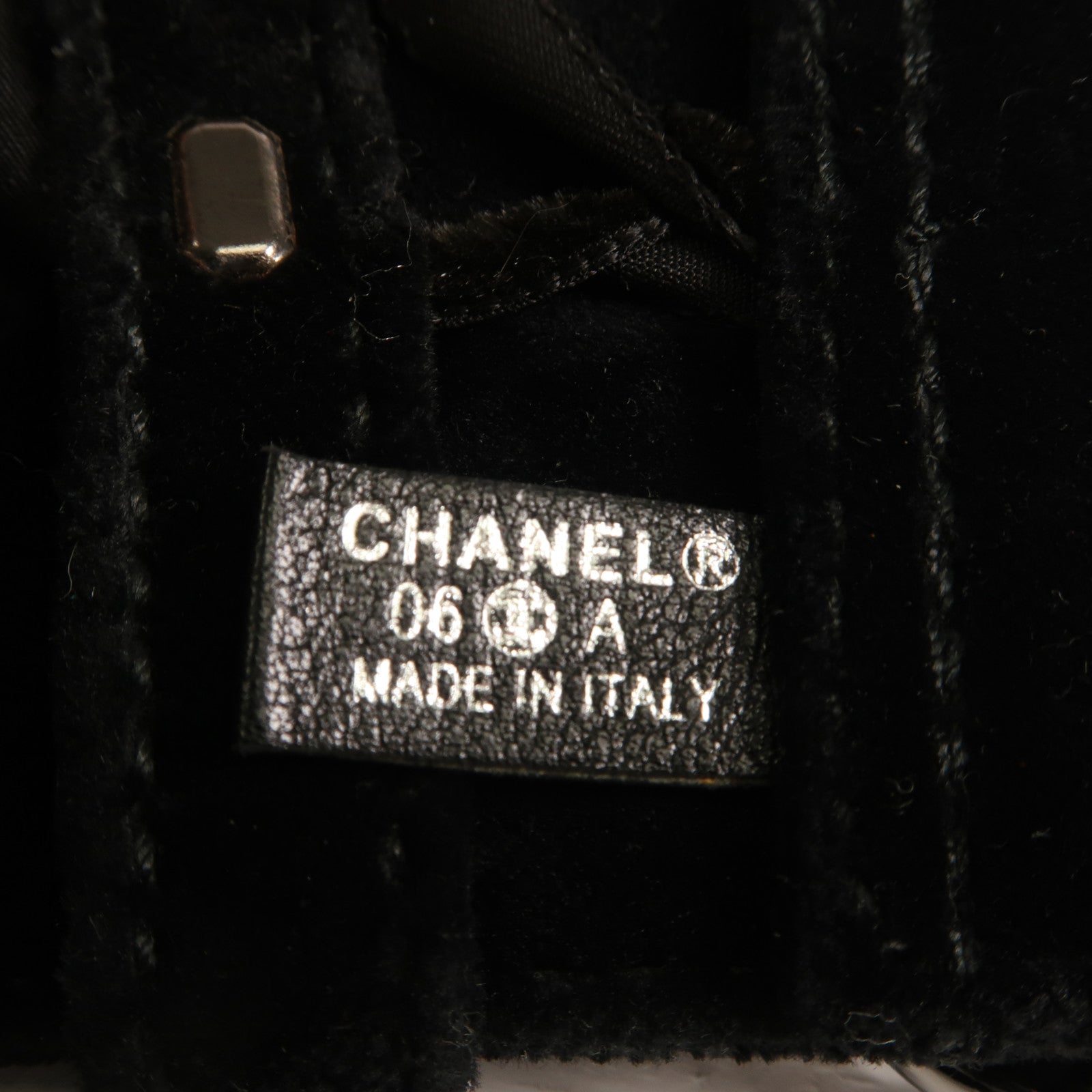 CHANEL 天鵝絨Belt銀扣皮帶