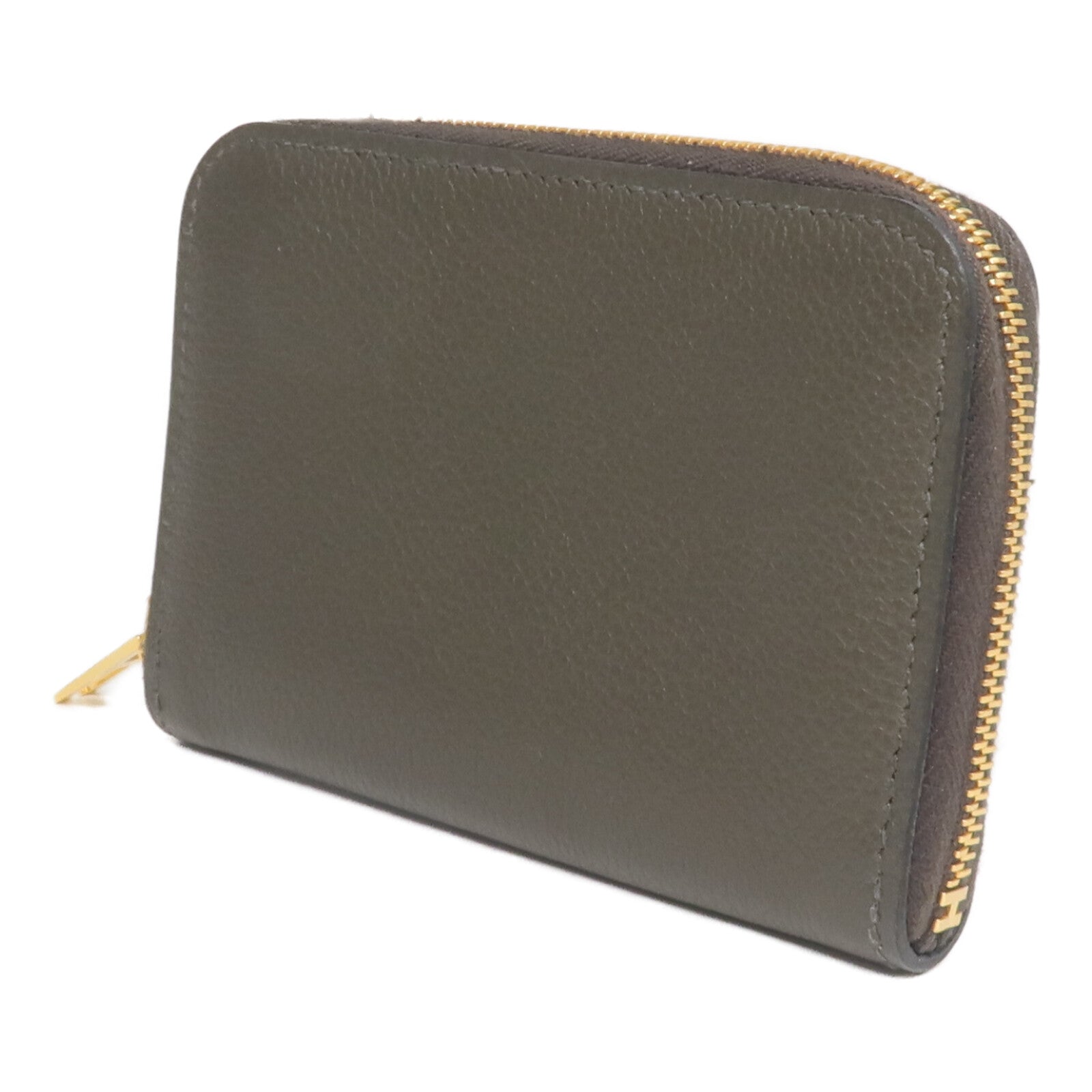 HERMES Evercolor皮革Zipengo H Compact Card Case卡片套Vert de Gris