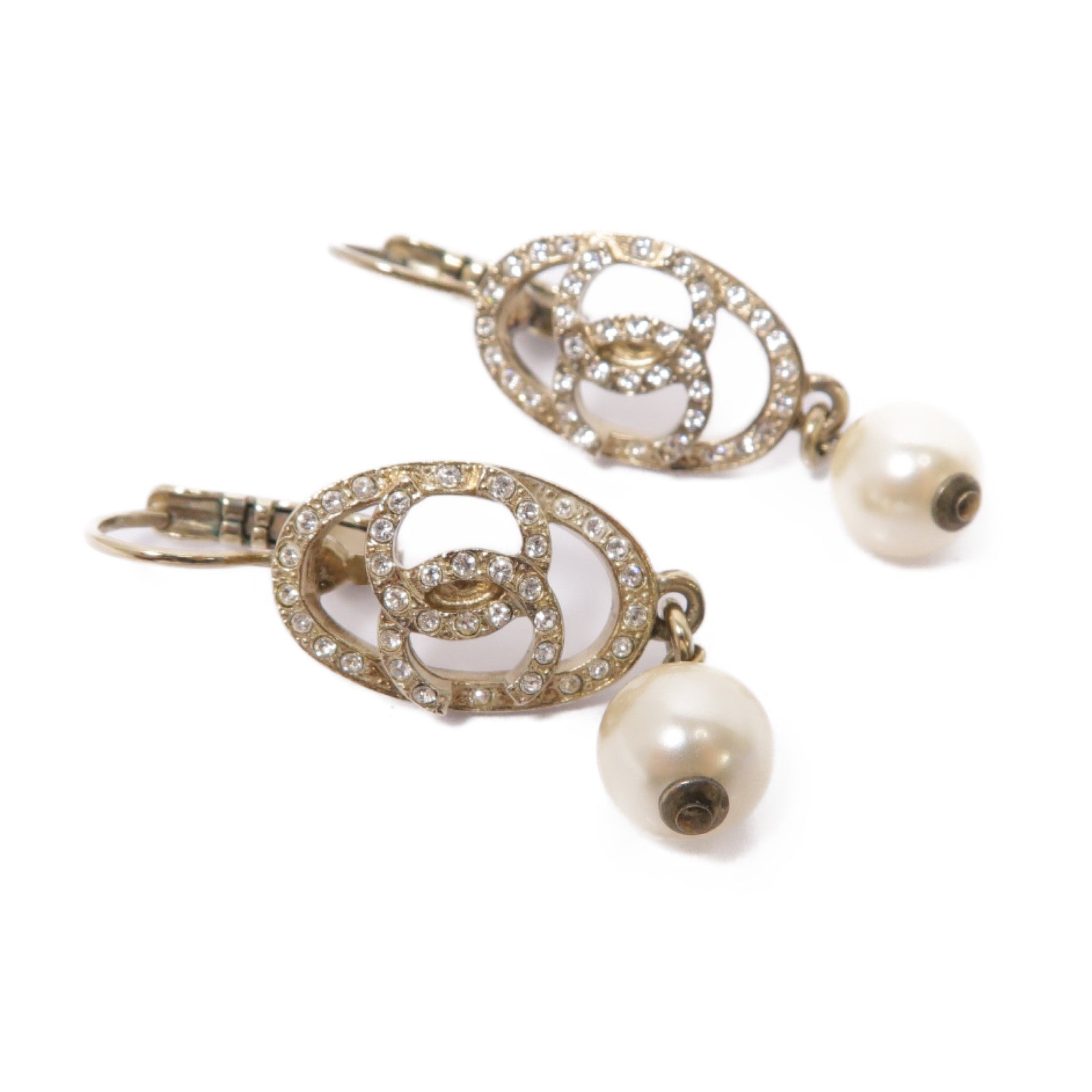 CHANEL 【激減優惠】金屬/PVC Earrings耳環金色/白色