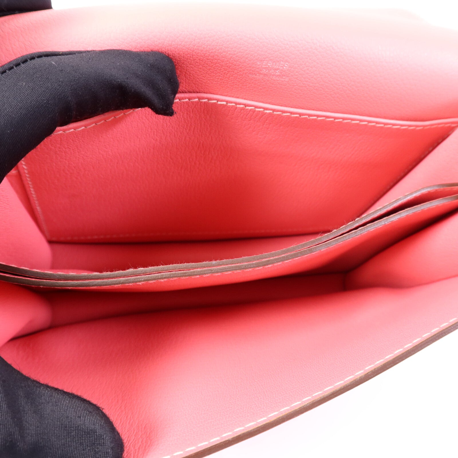 HERMES Evercolor皮革Roulis 23銀扣肩背袋Rose Azalee