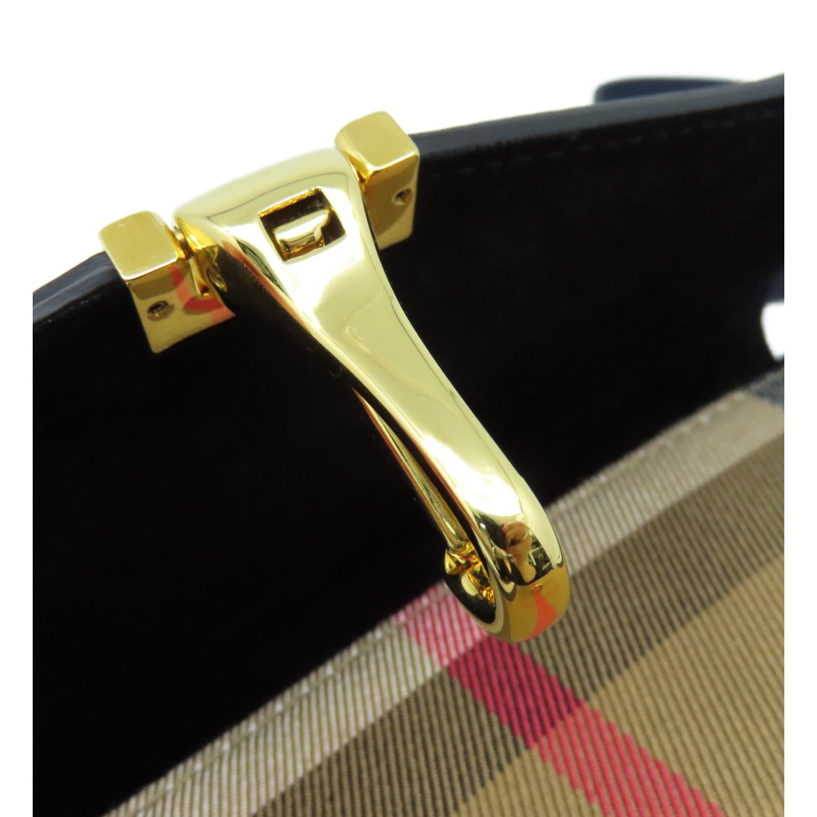 BURBERRY 牛皮皮革/帆布Shoulder Bag金扣肩背袋藍色/啡色