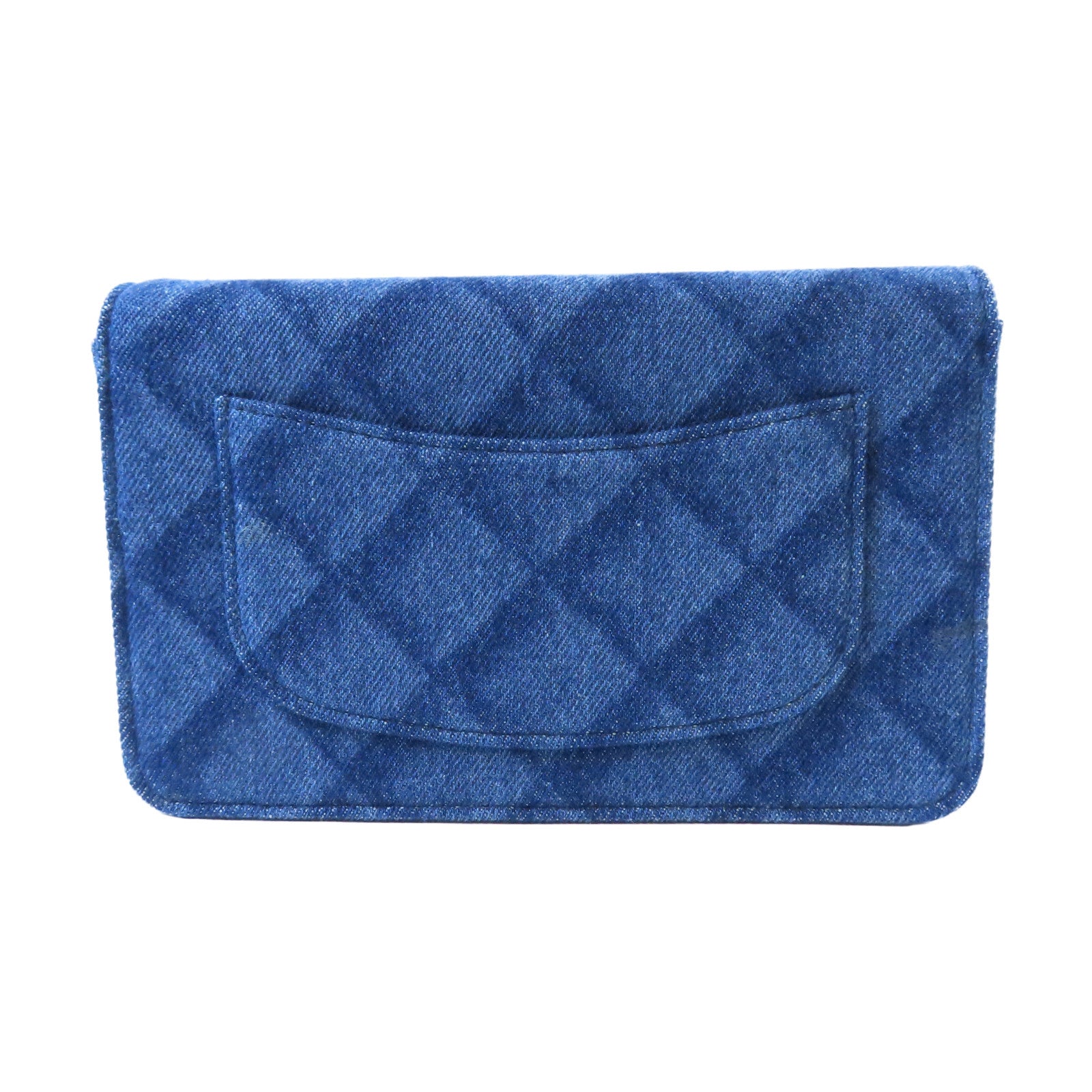 CHANEL 【激減優惠】牛仔布Wallet On Chain金扣鏈帶肩背袋藍色