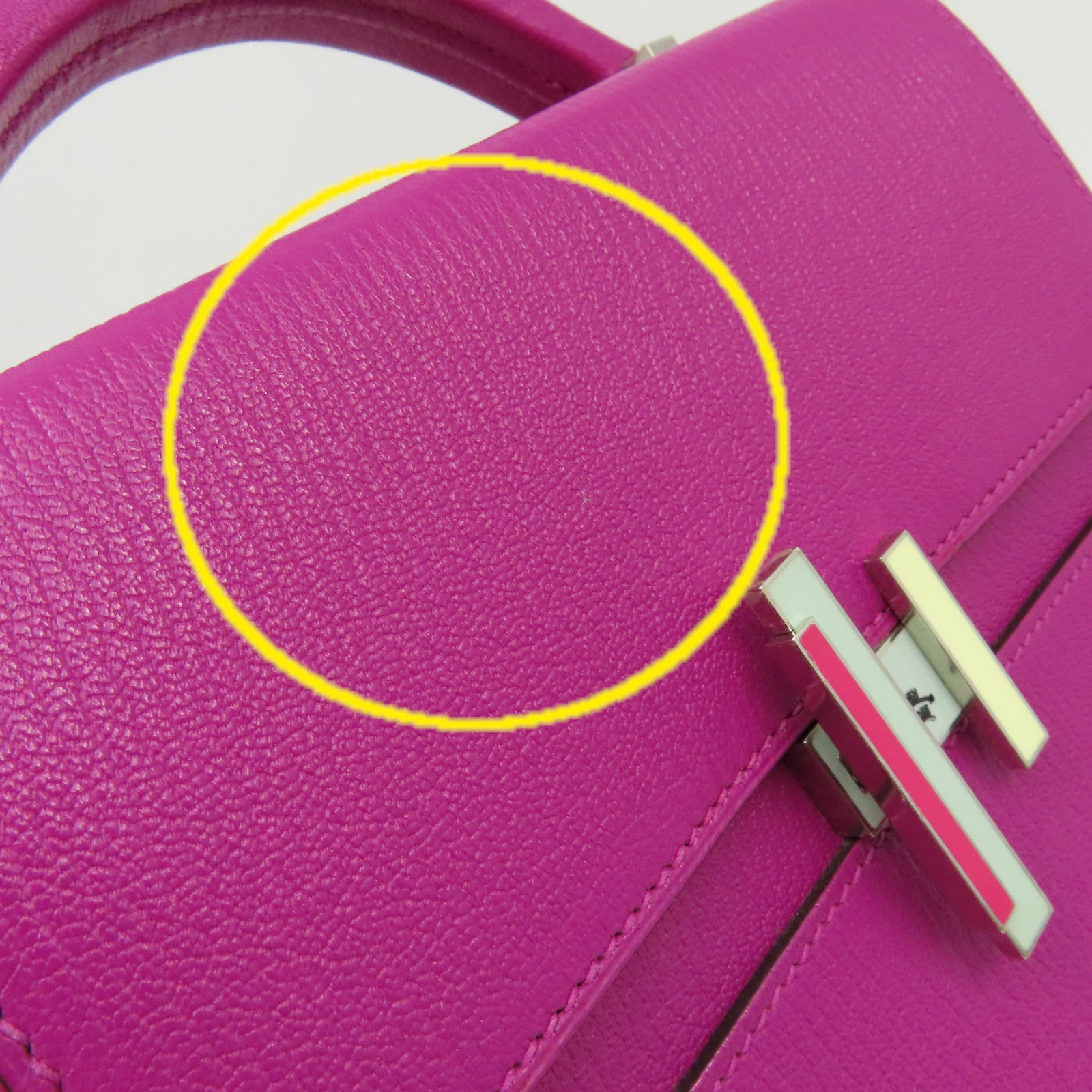HERMES 【激減優惠】Chevre皮革Cinhetiz 2Way Shoulder Bag銀扣鏈帶手挽肩背兩用袋Rose Purple玫瑰紫色