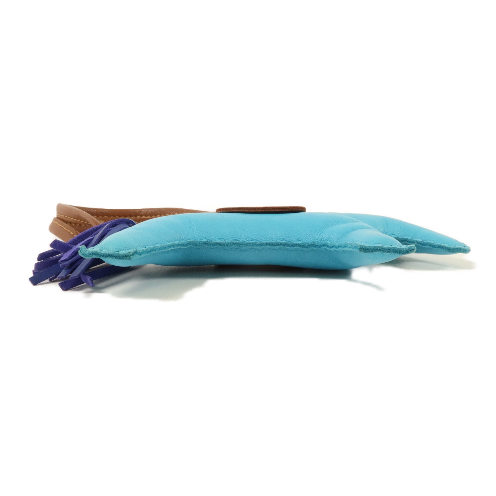 HERMES Milo皮革Rodeo MM掛飾Bleu Azteque/Bleu Electrique/Fauve