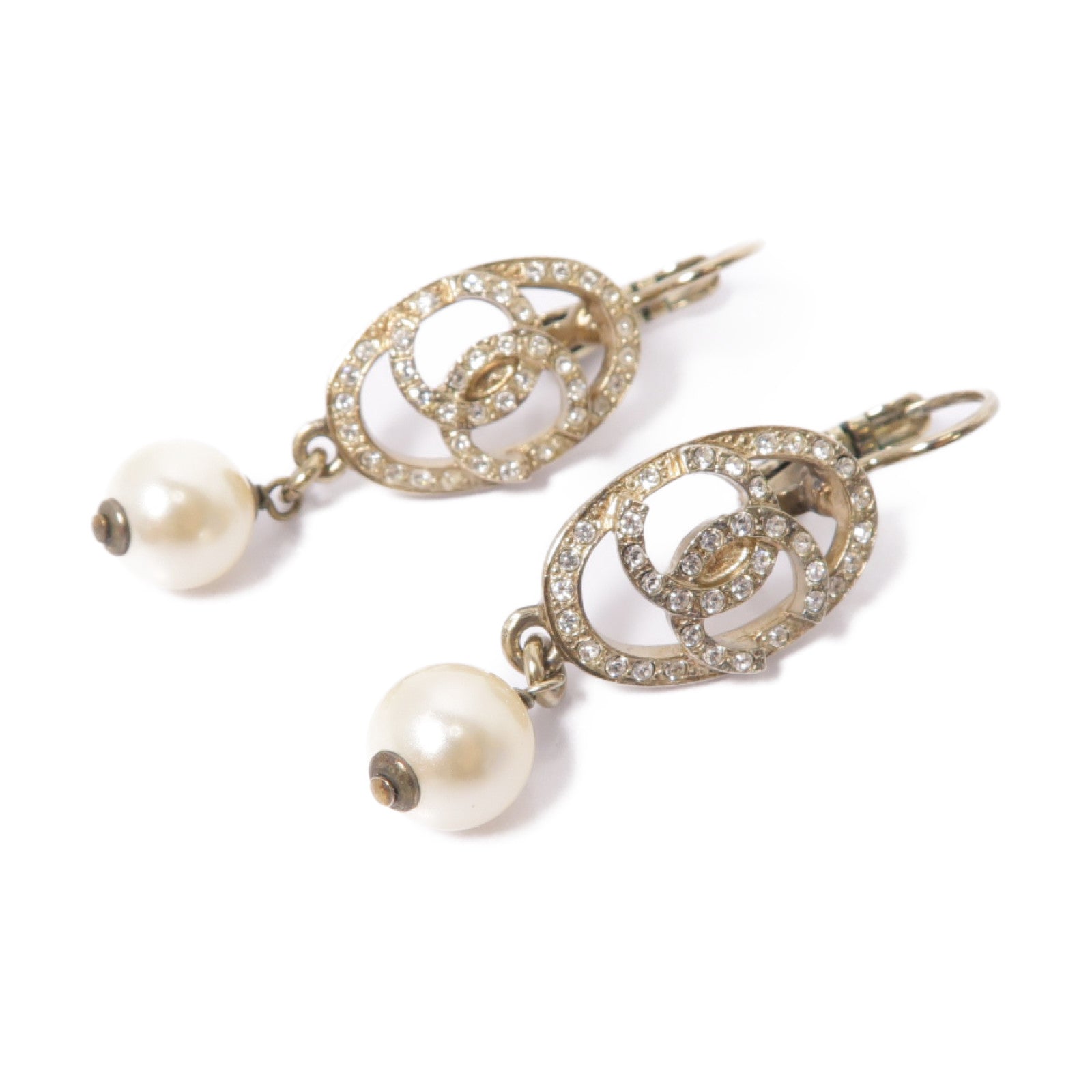 CHANEL 【激減優惠】金屬/PVC Earrings耳環金色/白色