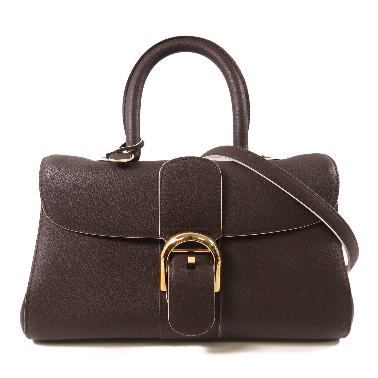 Delvaux 牛皮皮革Briliant East&West金扣手挽肩背兩用袋