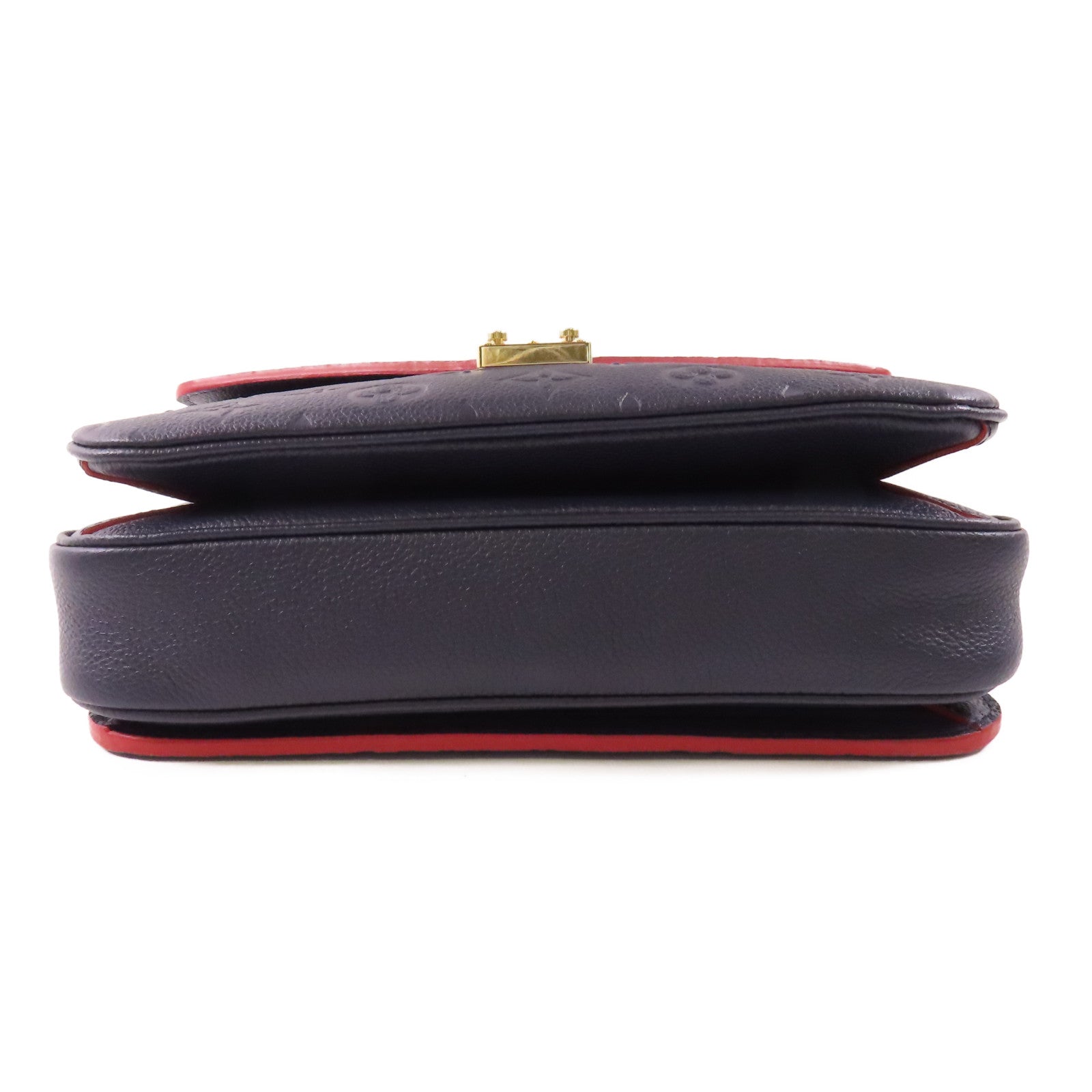 LOUIS VUITTON Monogram Empreinte Pochette Metis金扣手挽肩背兩用袋深藍色